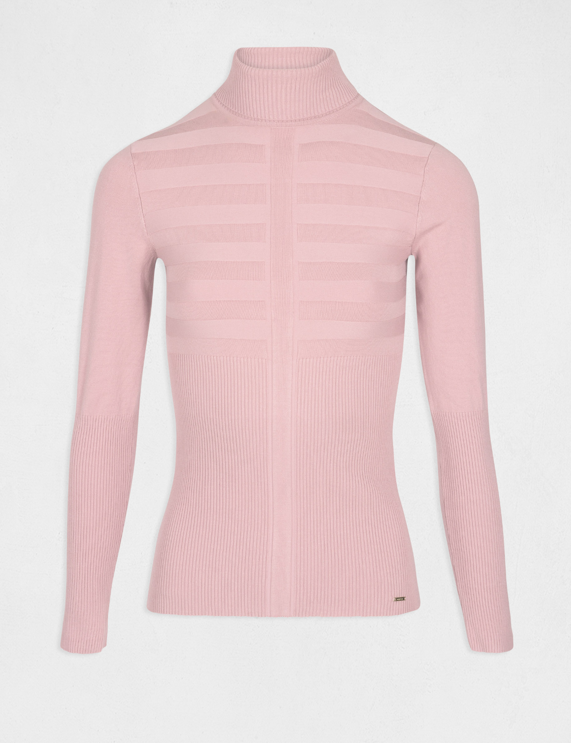 Fitted high neck sweater light pink women