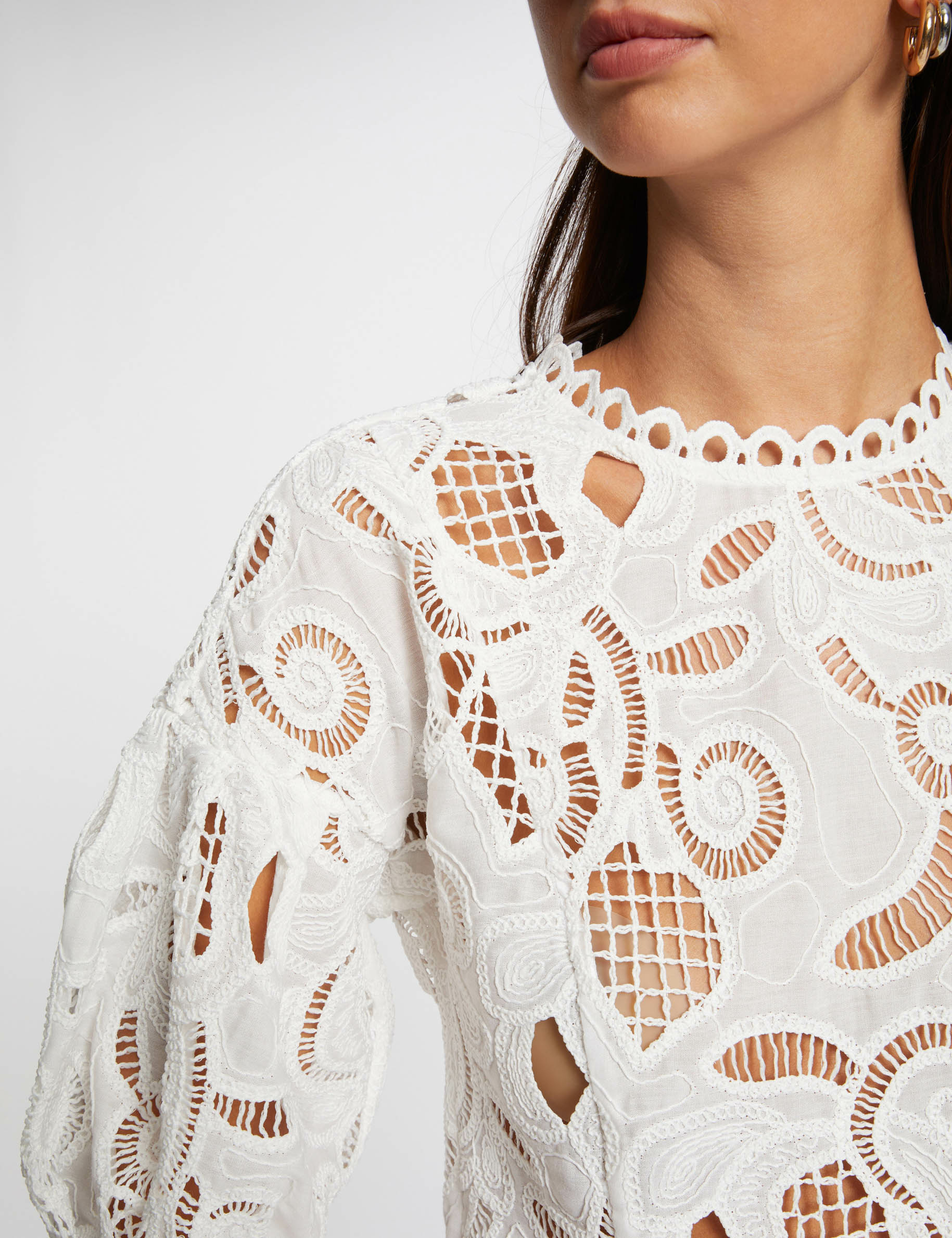 blouse balloon short sleeves ecru women Blouse balloon short sleeves ecru women