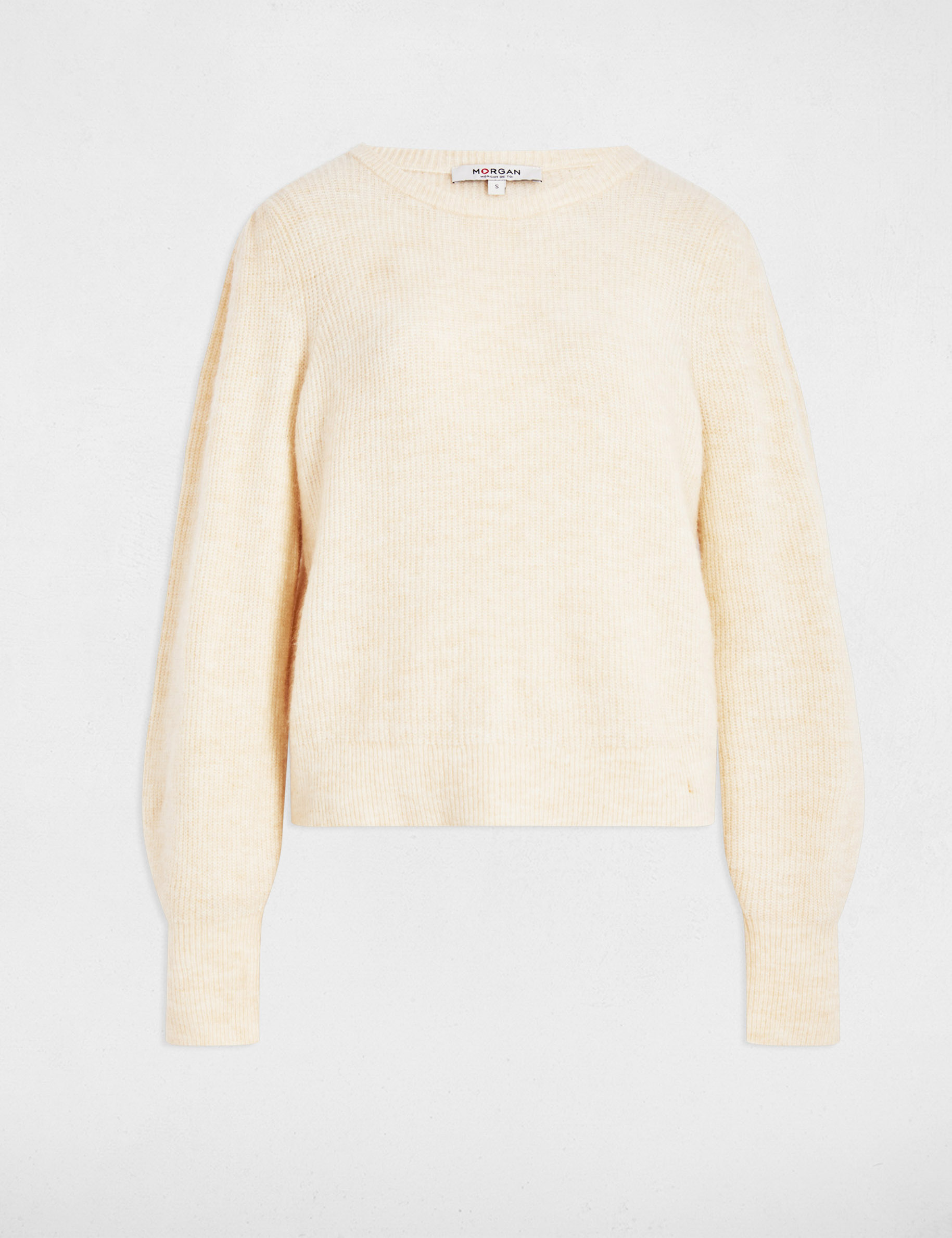 Fitted cropped sweater ivory women