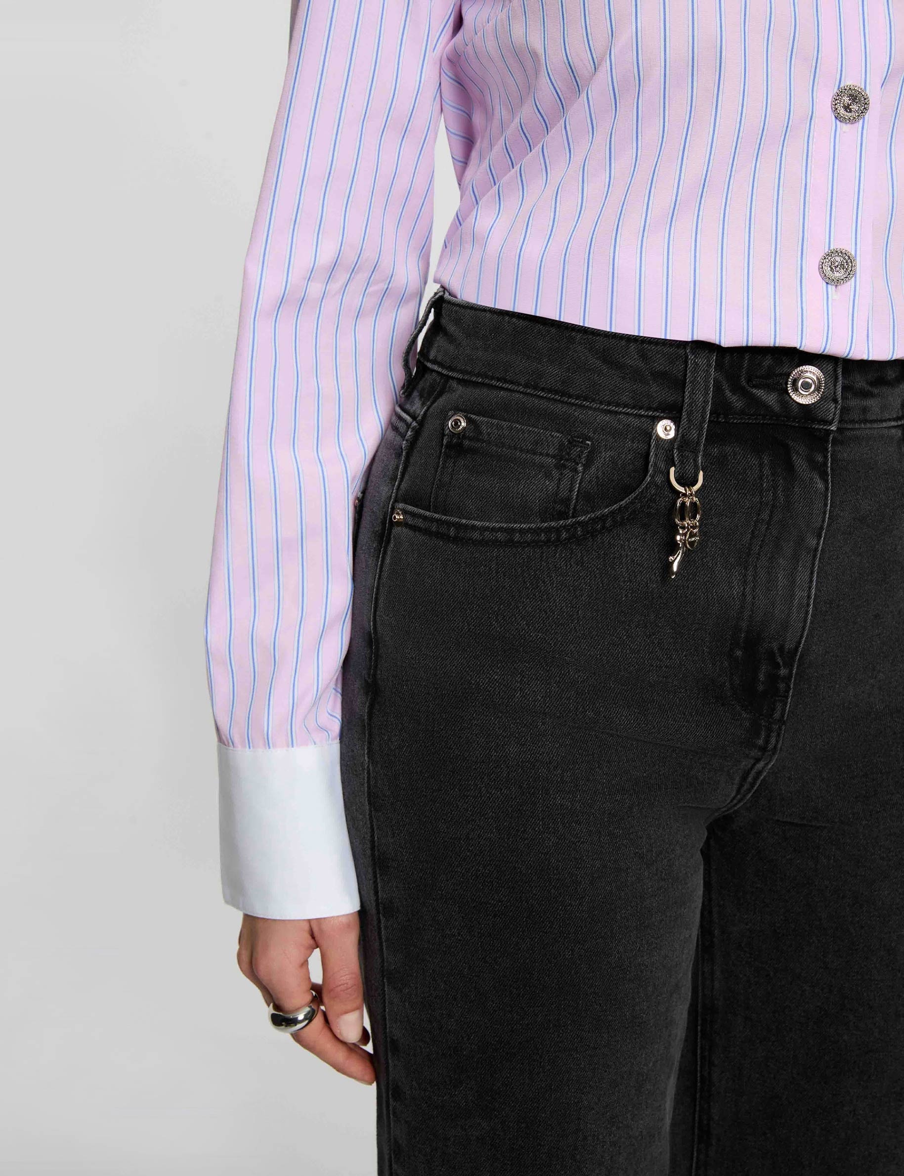 High-waisted wide-leg jeans black denim women