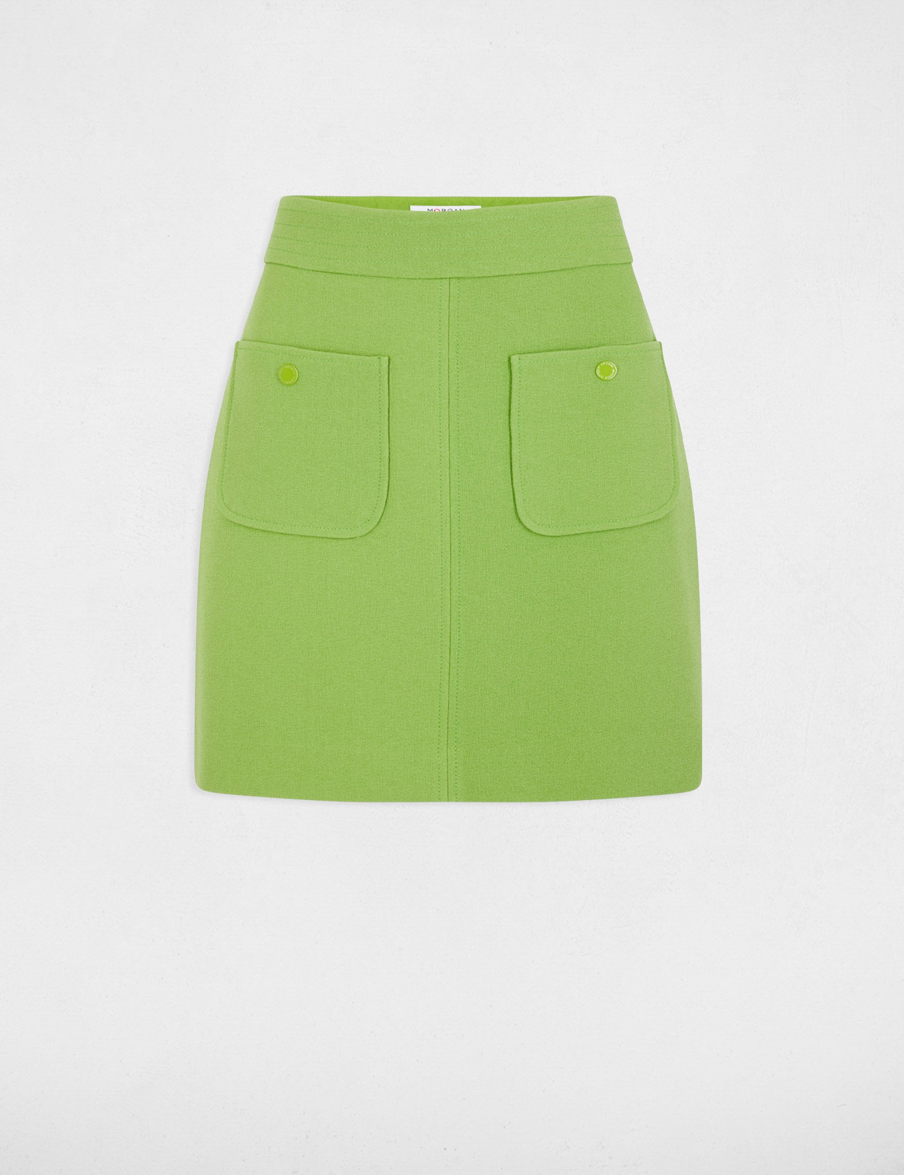 Mini skirt patch pockets aniseed green women