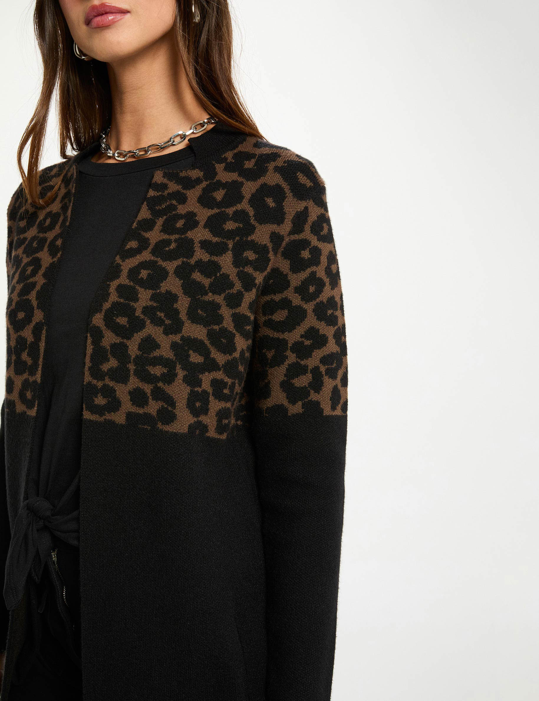 gilet jacquard leopard multicolore femme Gilet jacquard léopard multicolore femme