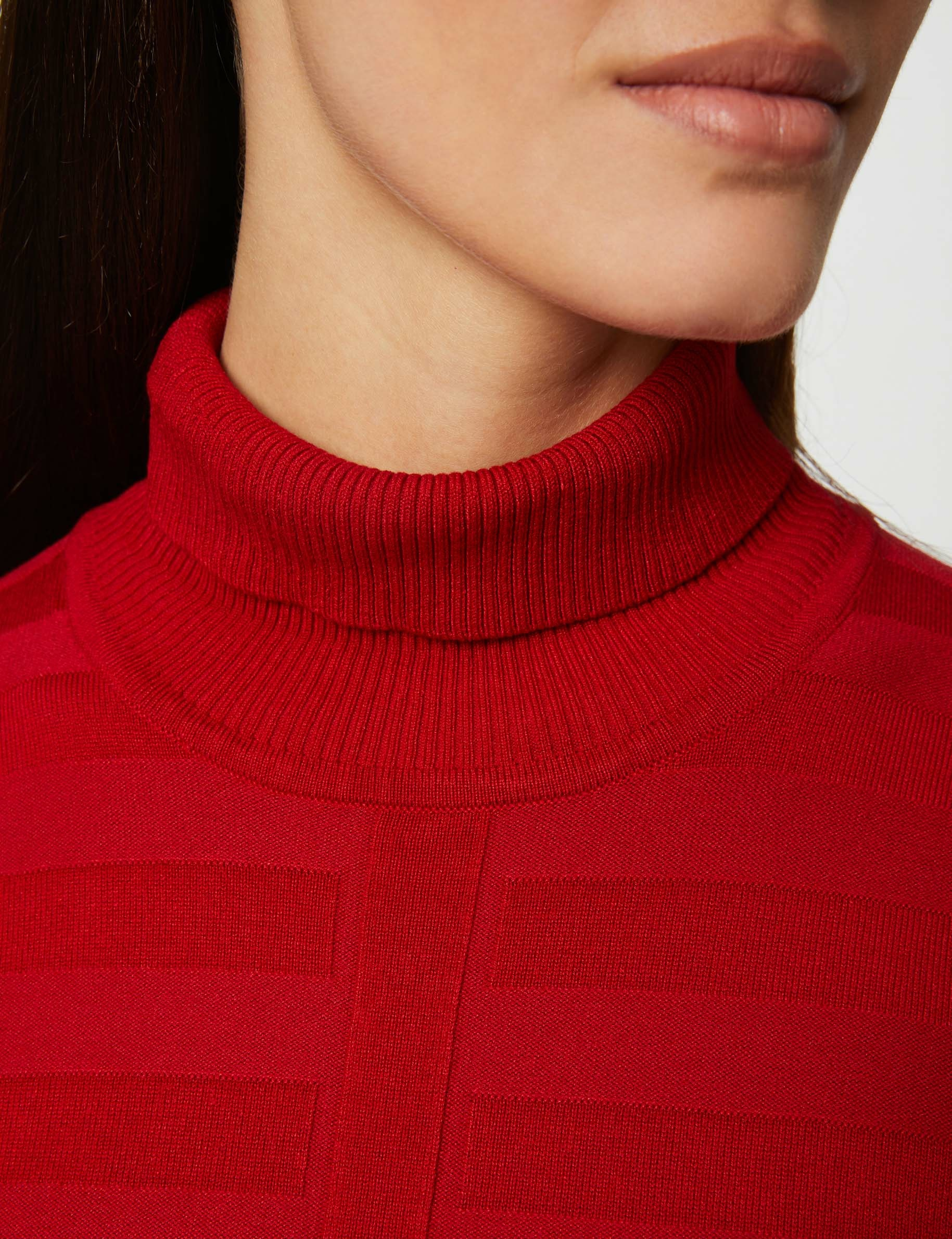 Fitted jumper dress with turtleneck red ladies'