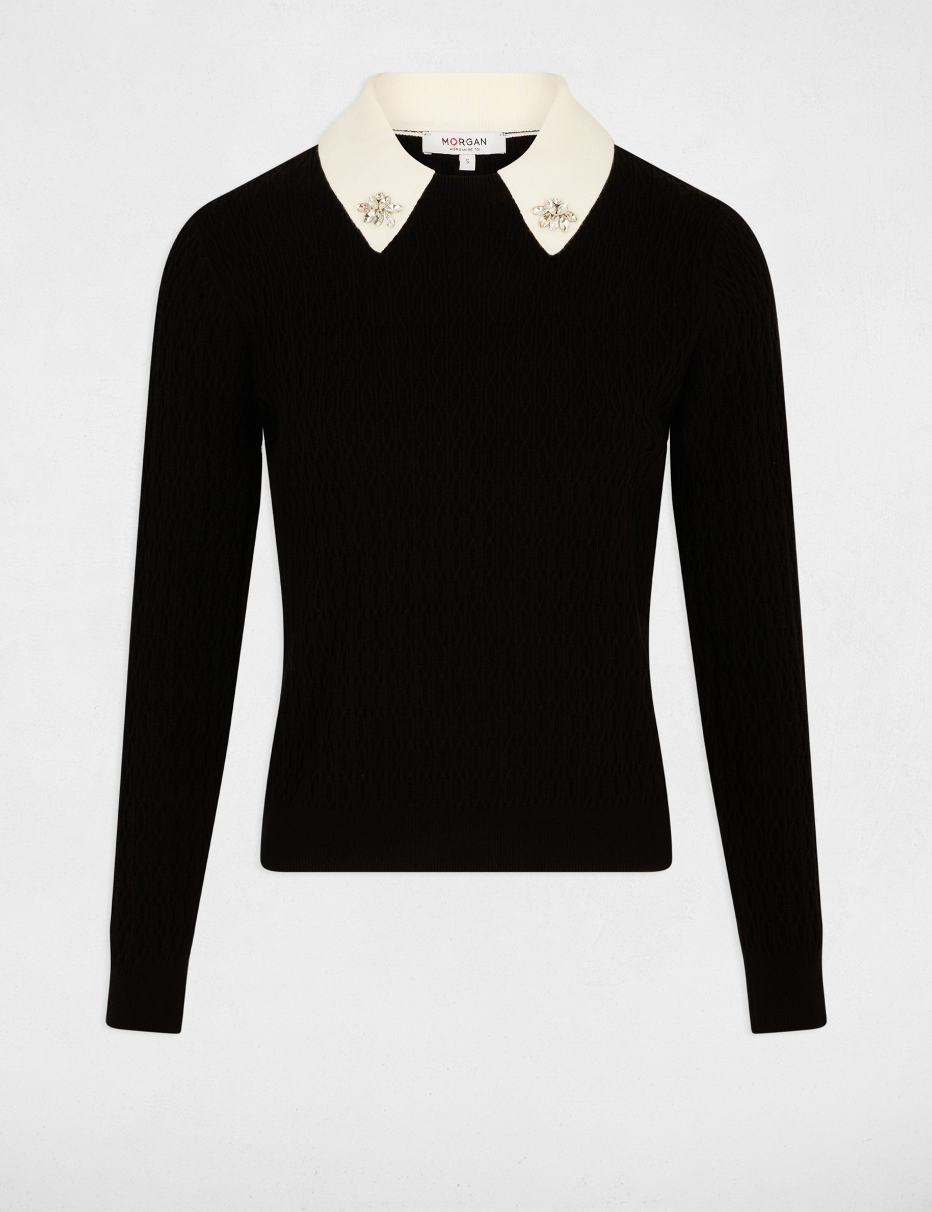 Fitted sweater with shirt collar black women