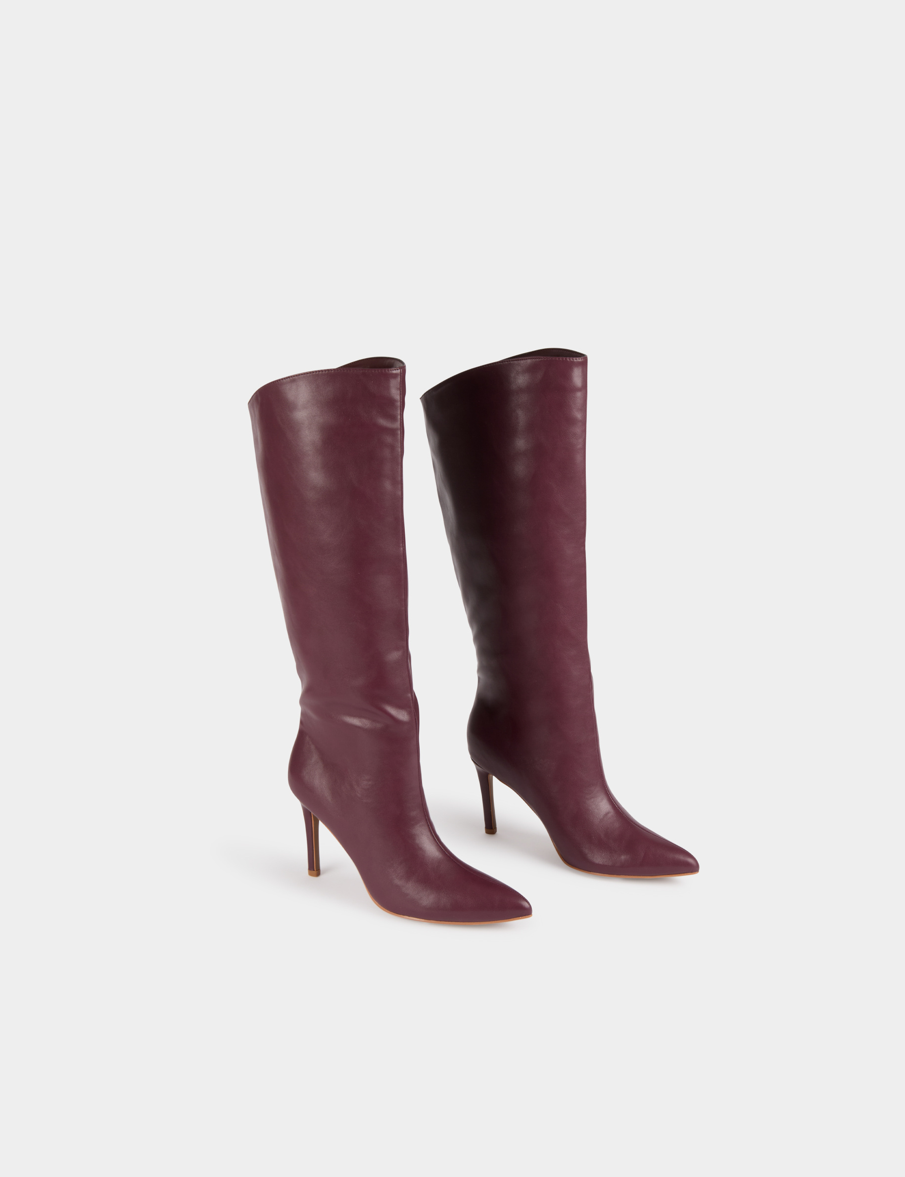 High boots with stiletto heels plum women
