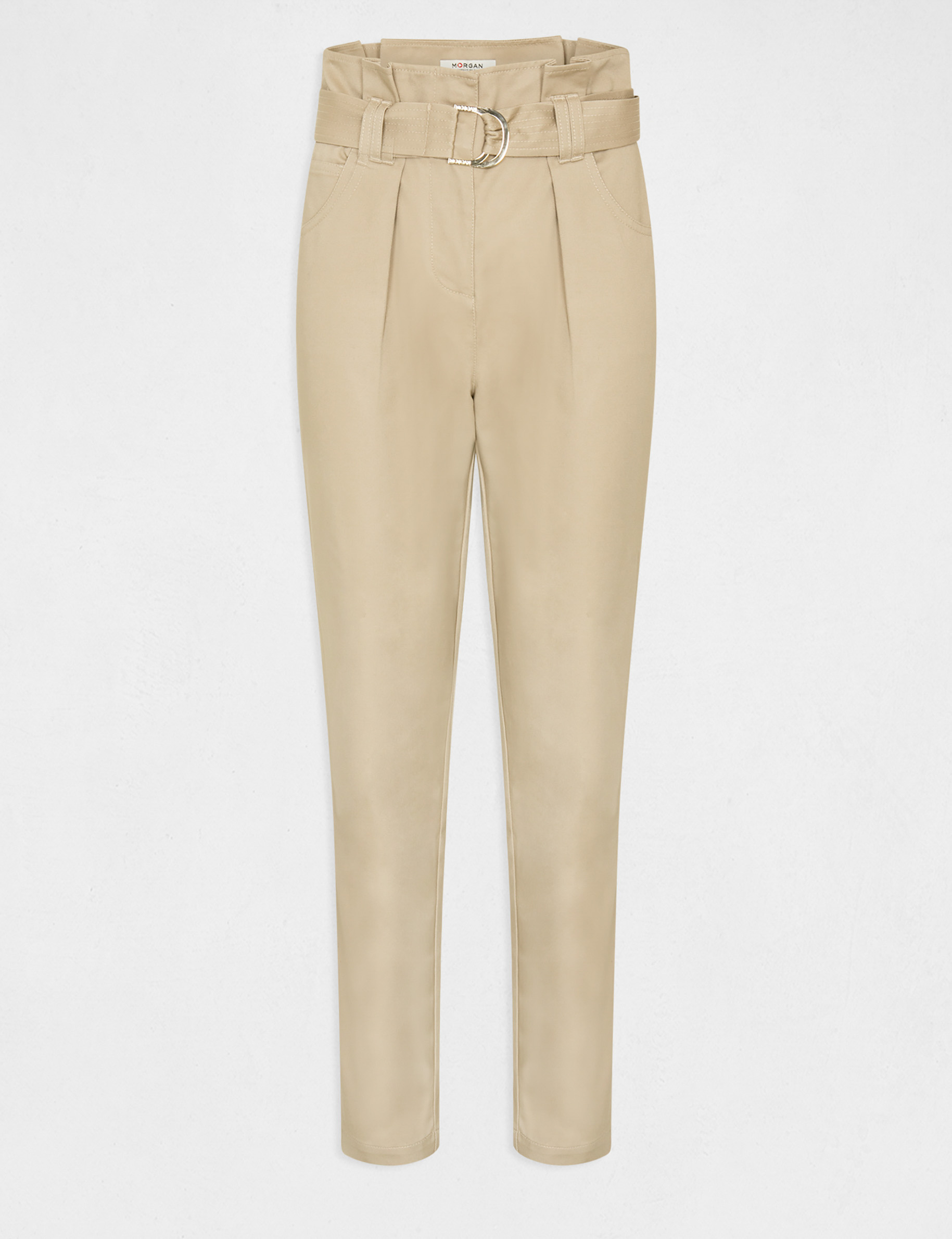 Belted peg trousers beige ladies' Belted peg trousers beige ladies'
