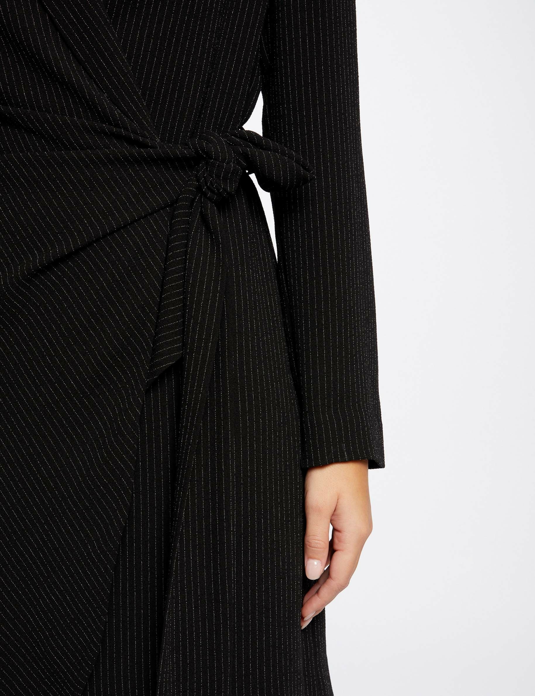stripped tied wrap dress black women Stripped tied wrap dress black women