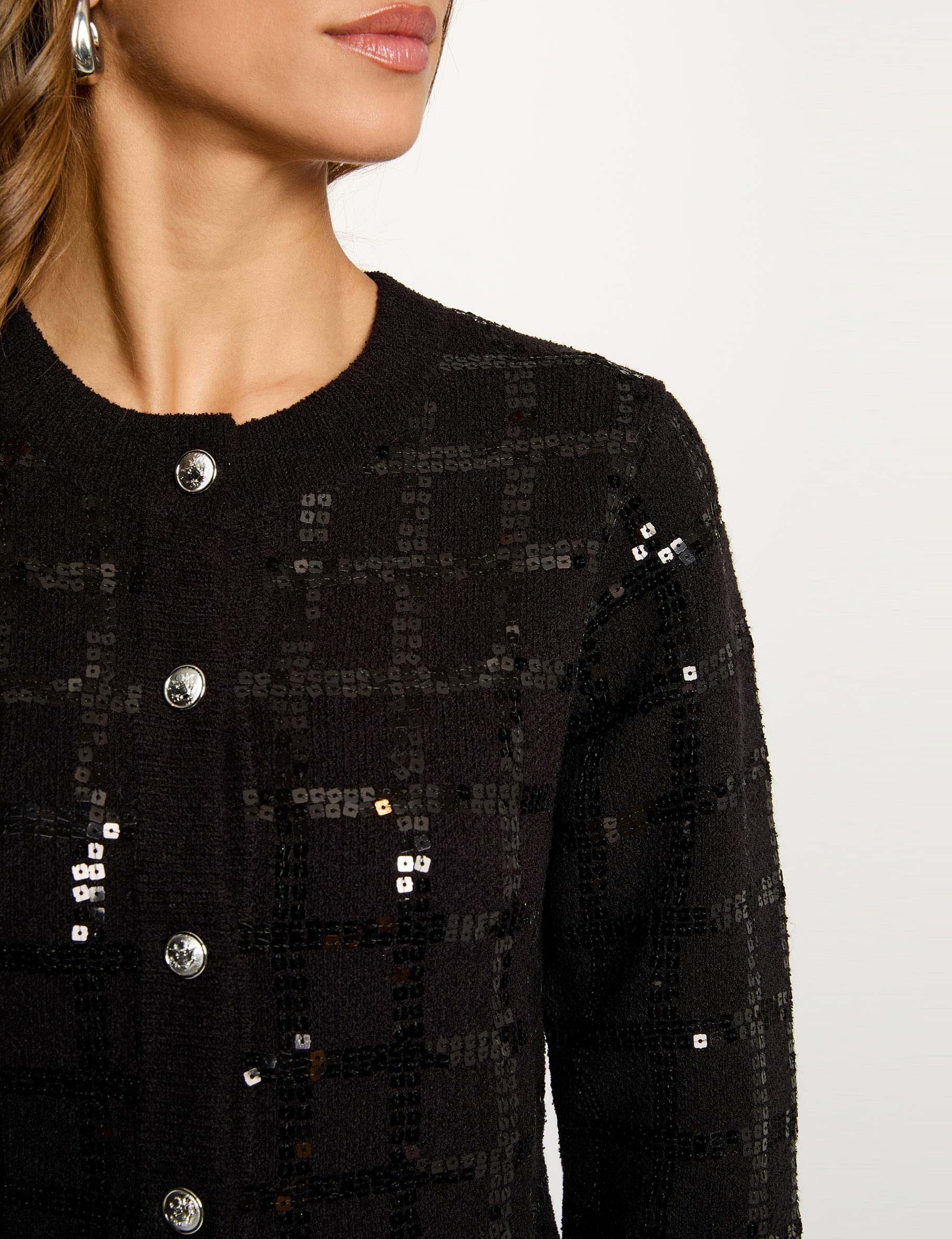 veste ajustee a sequins noir femme Veste ajustée à sequins noir femme
