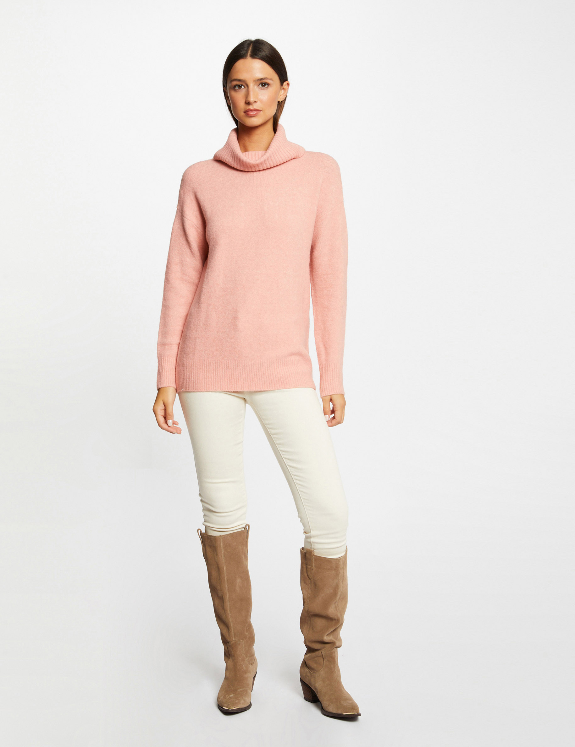 Long-sleeved jumper with turtleneck coral ladies'