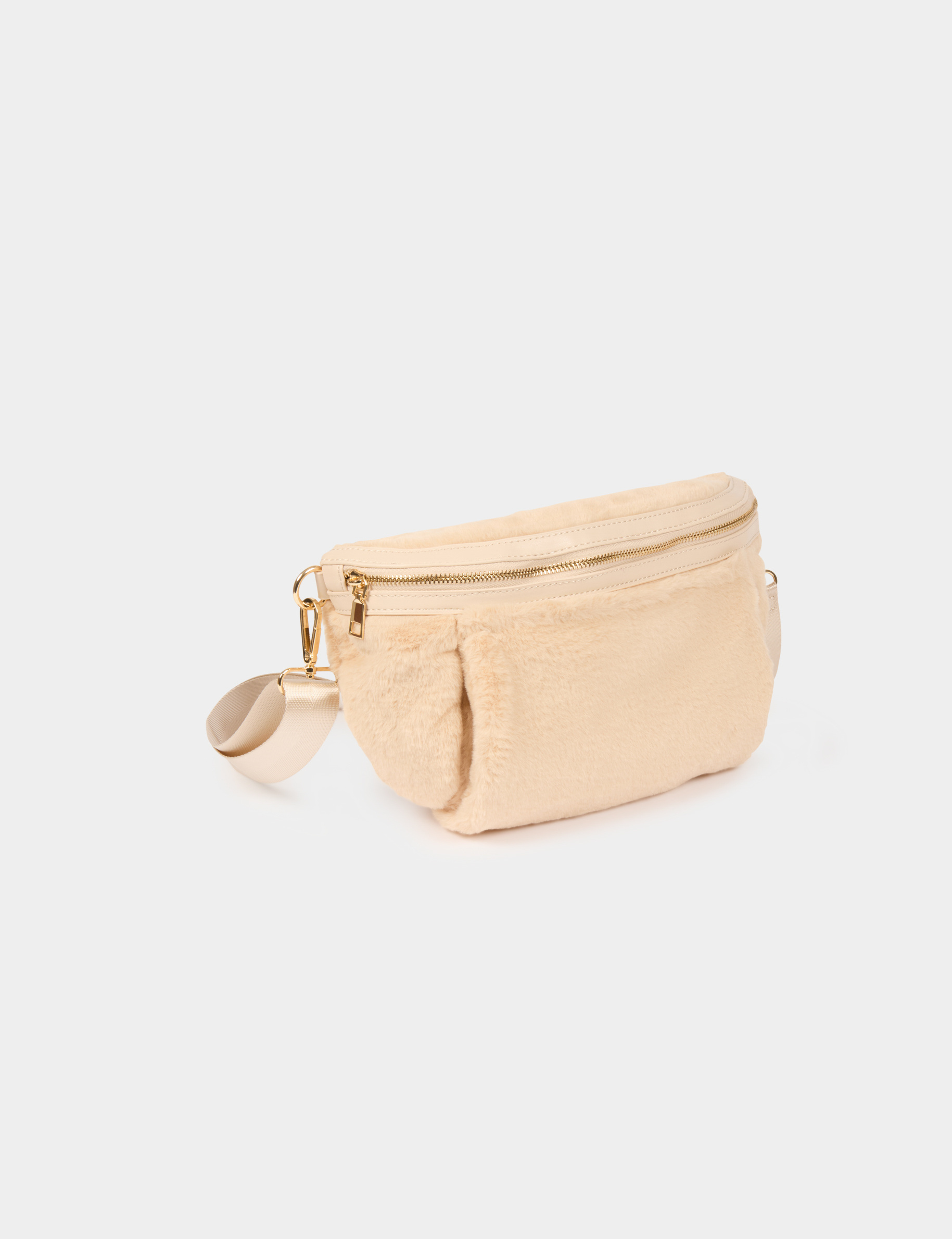 Faux fur bum bag ivory women