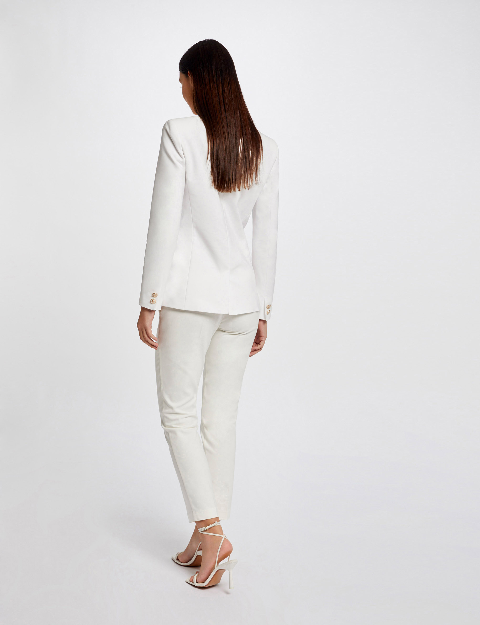 Fitted cropped trousers with darts ecru ladies' Fitted cropped trousers with darts ecru ladies'