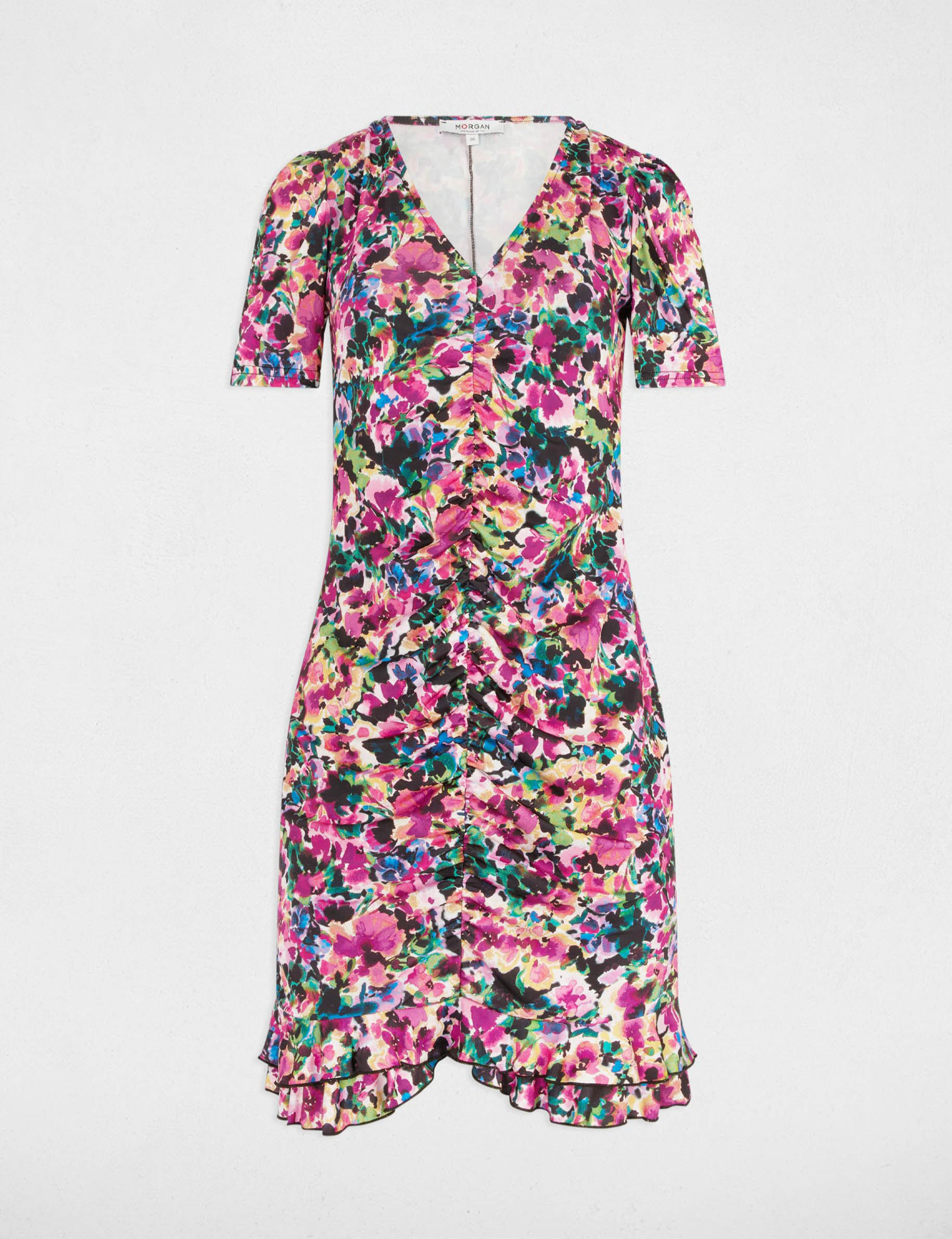 Printed fitted mini dress multicolor women
