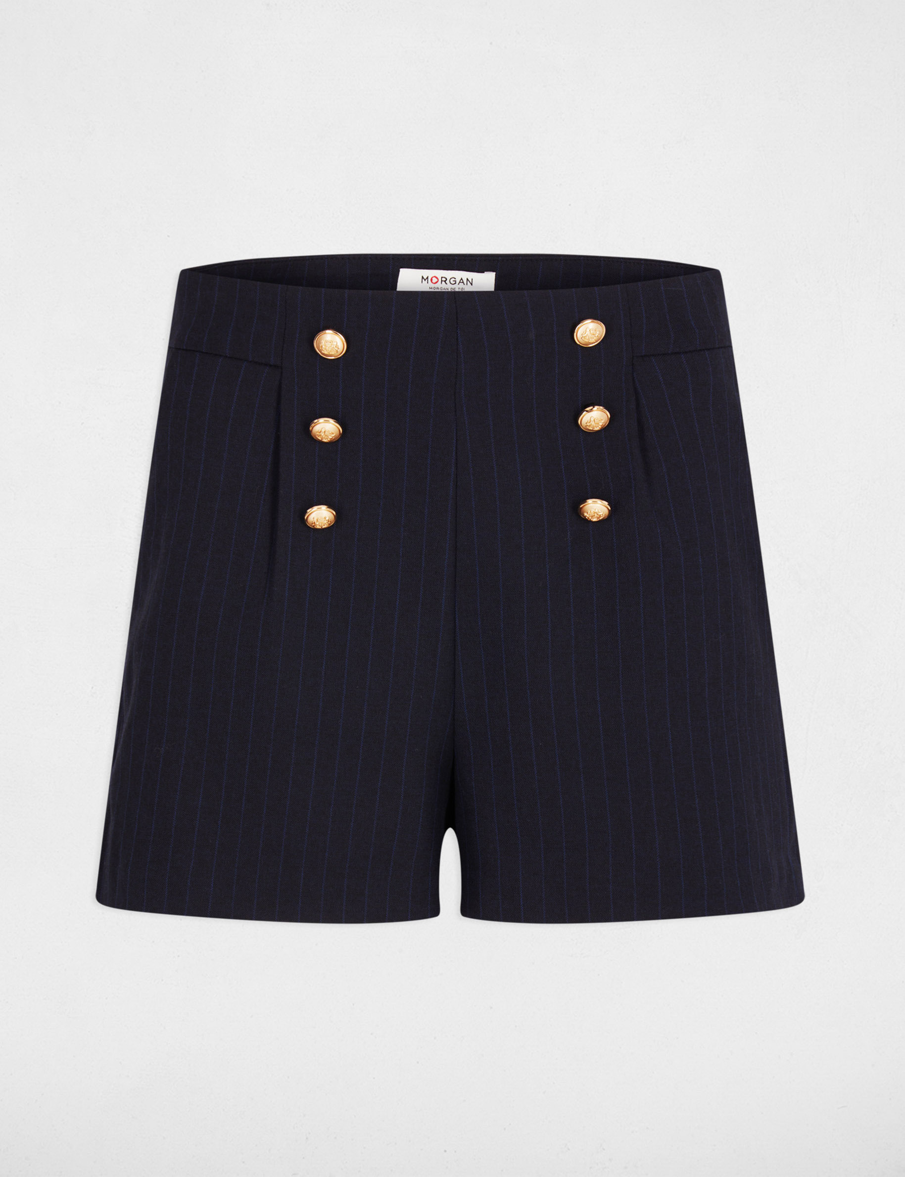 high waisted shorts with buttons navy blue women High-waisted shorts with buttons navy blue women