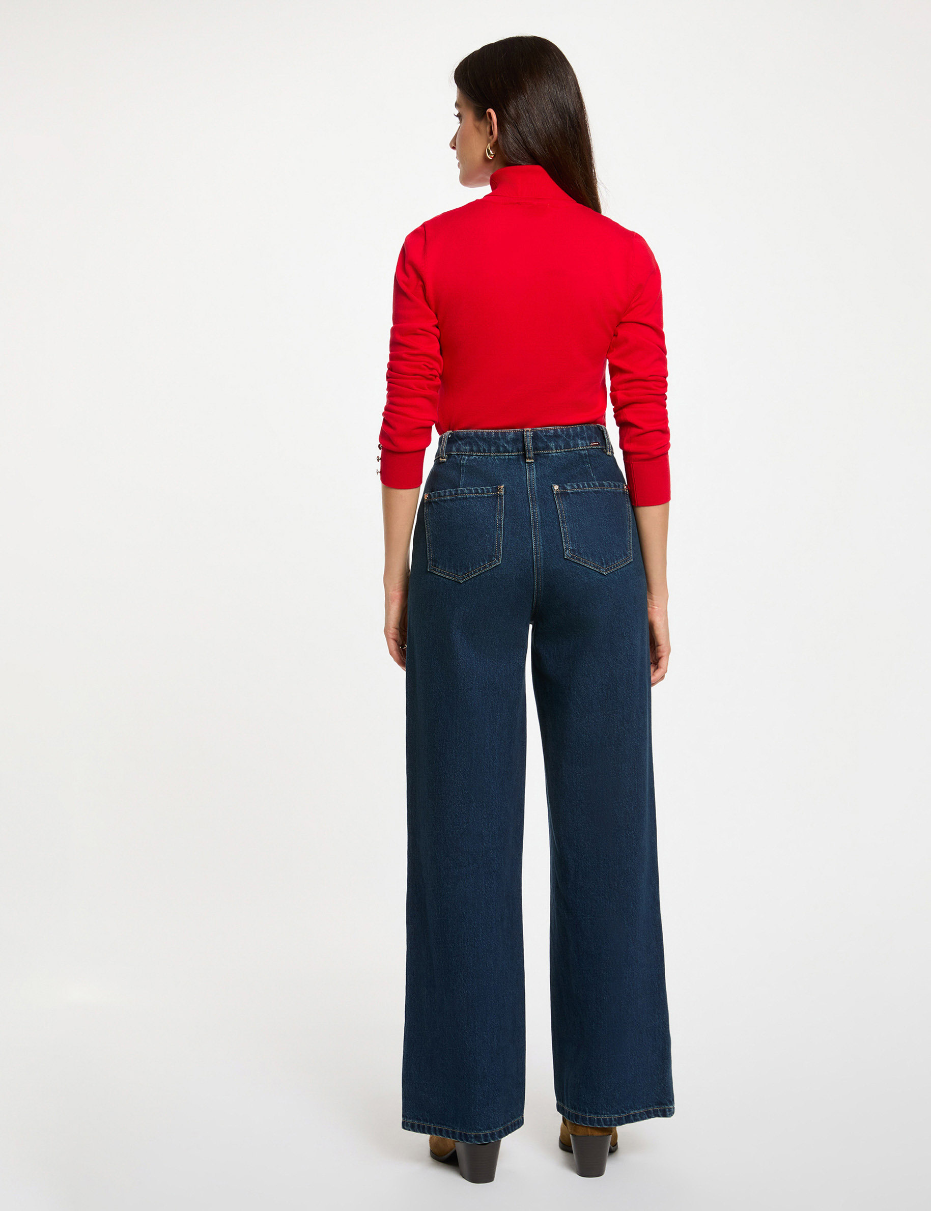 High neck sweater red women