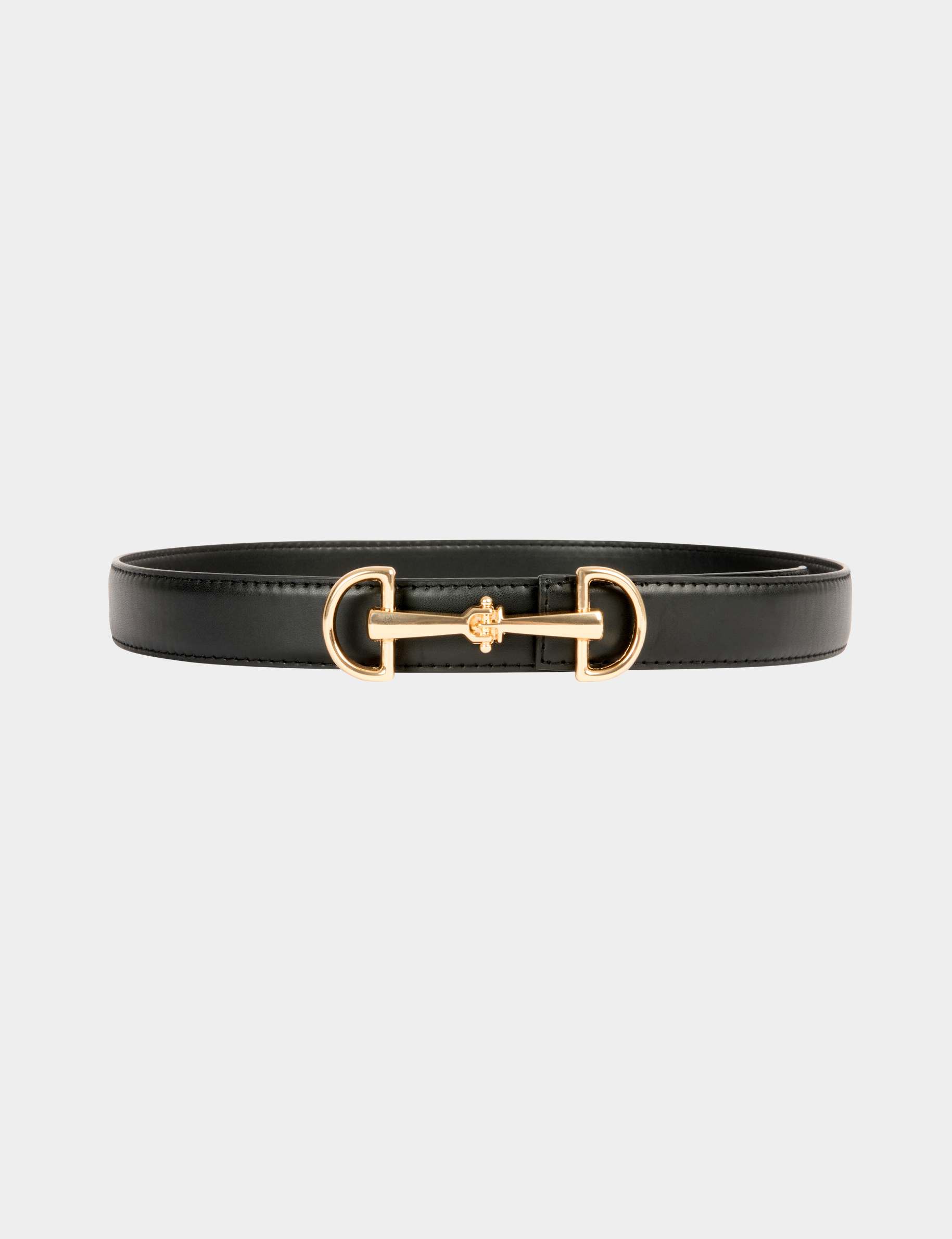 Slim faux leather belt black women