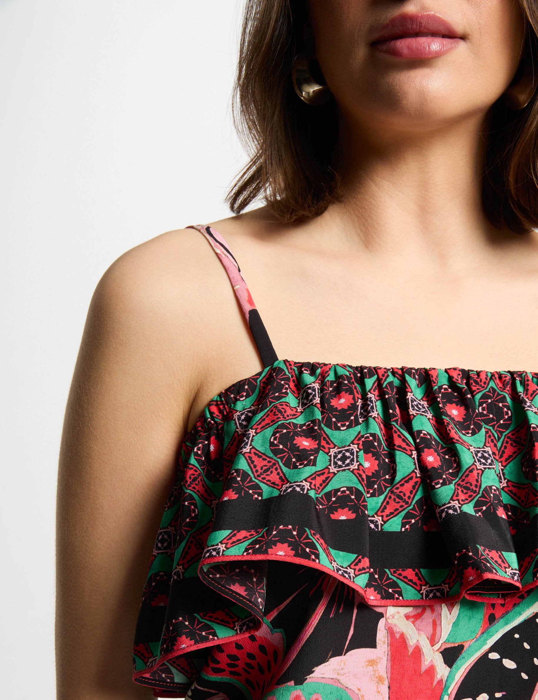printed top with ruffles multicolor women Printed top with ruffles multicolor women