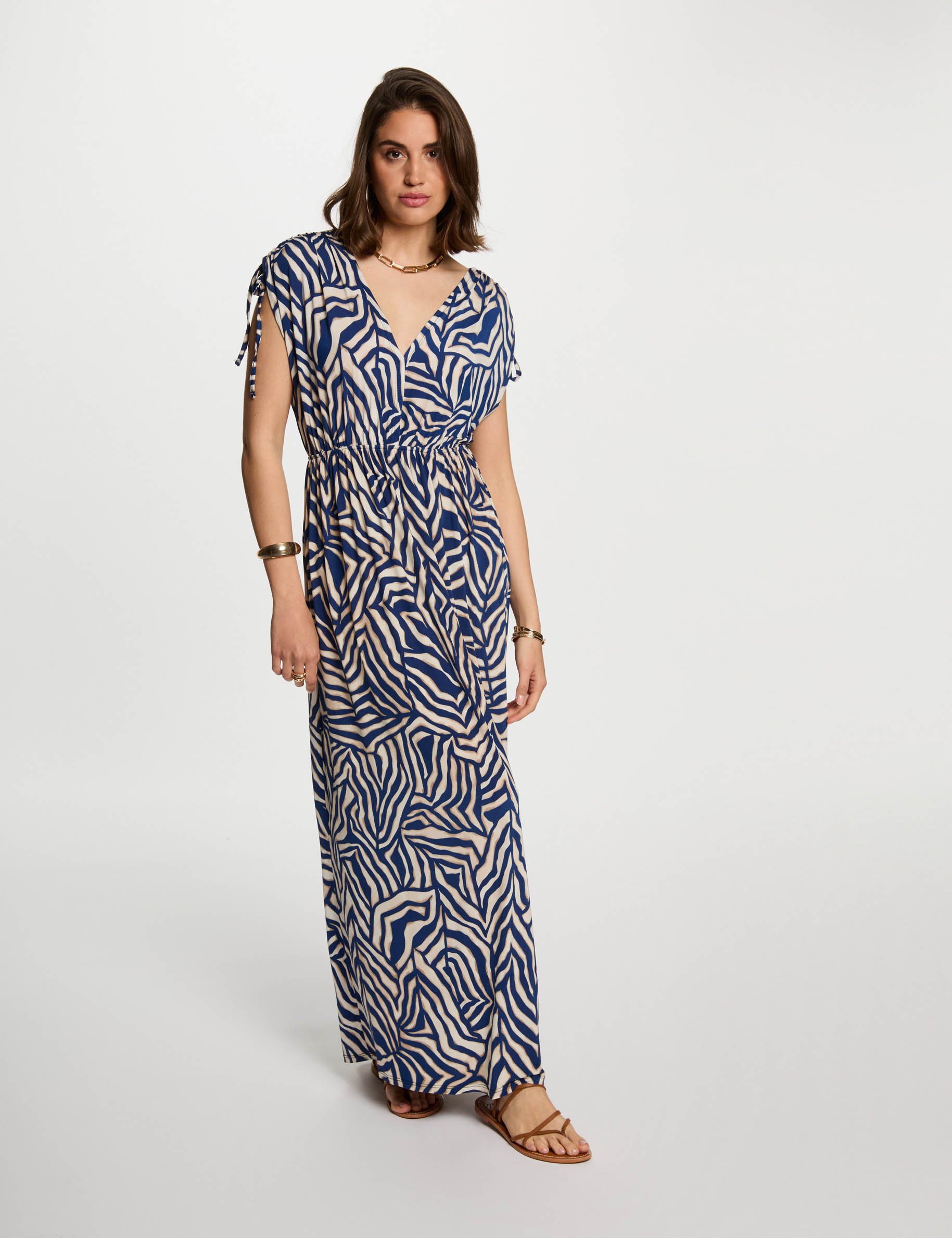 robe longue droite imprimee multicolore femme Robe longue droite imprimée multicolore femme