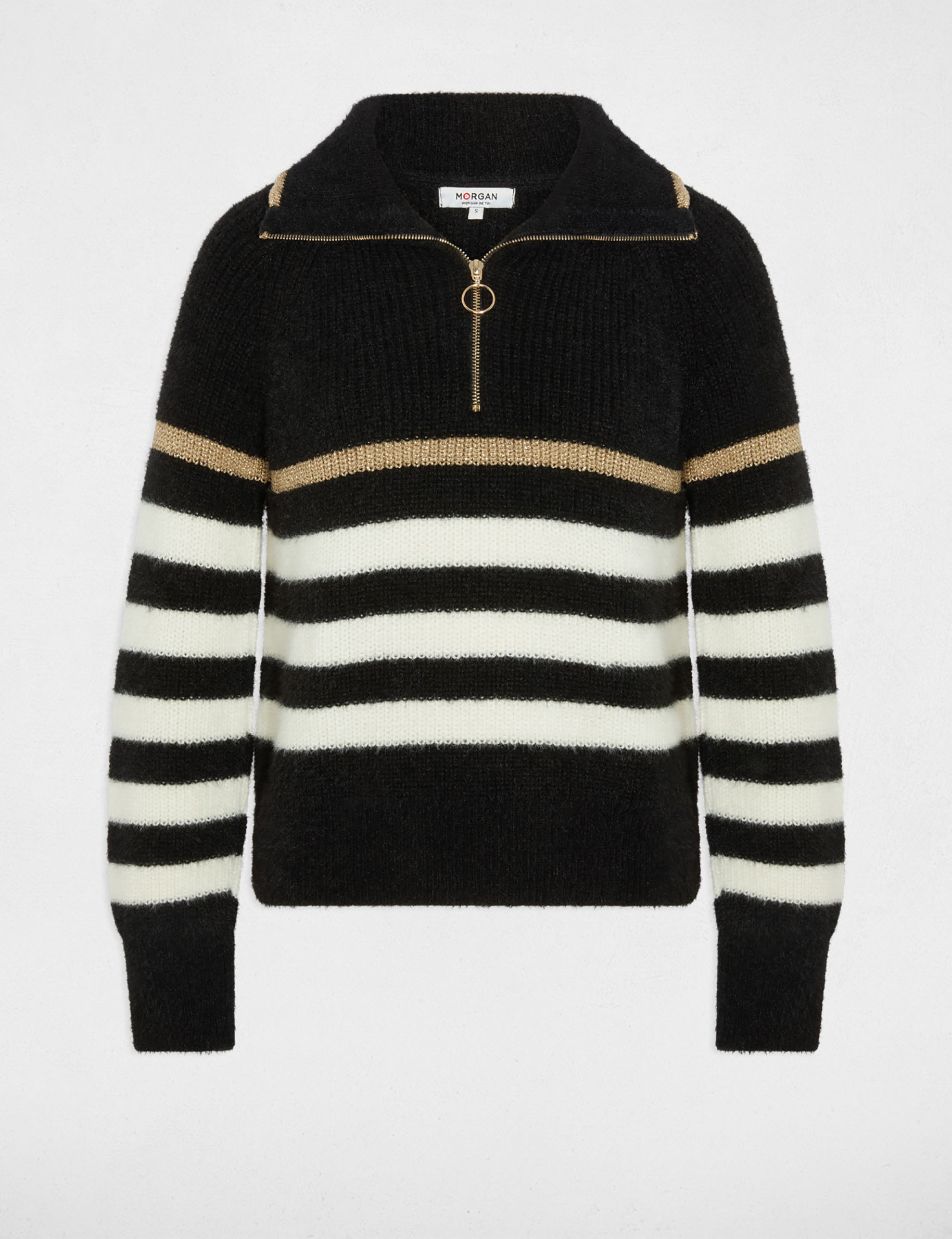 sweater with half zip neckline black women Sweater with half-zip neckline black women