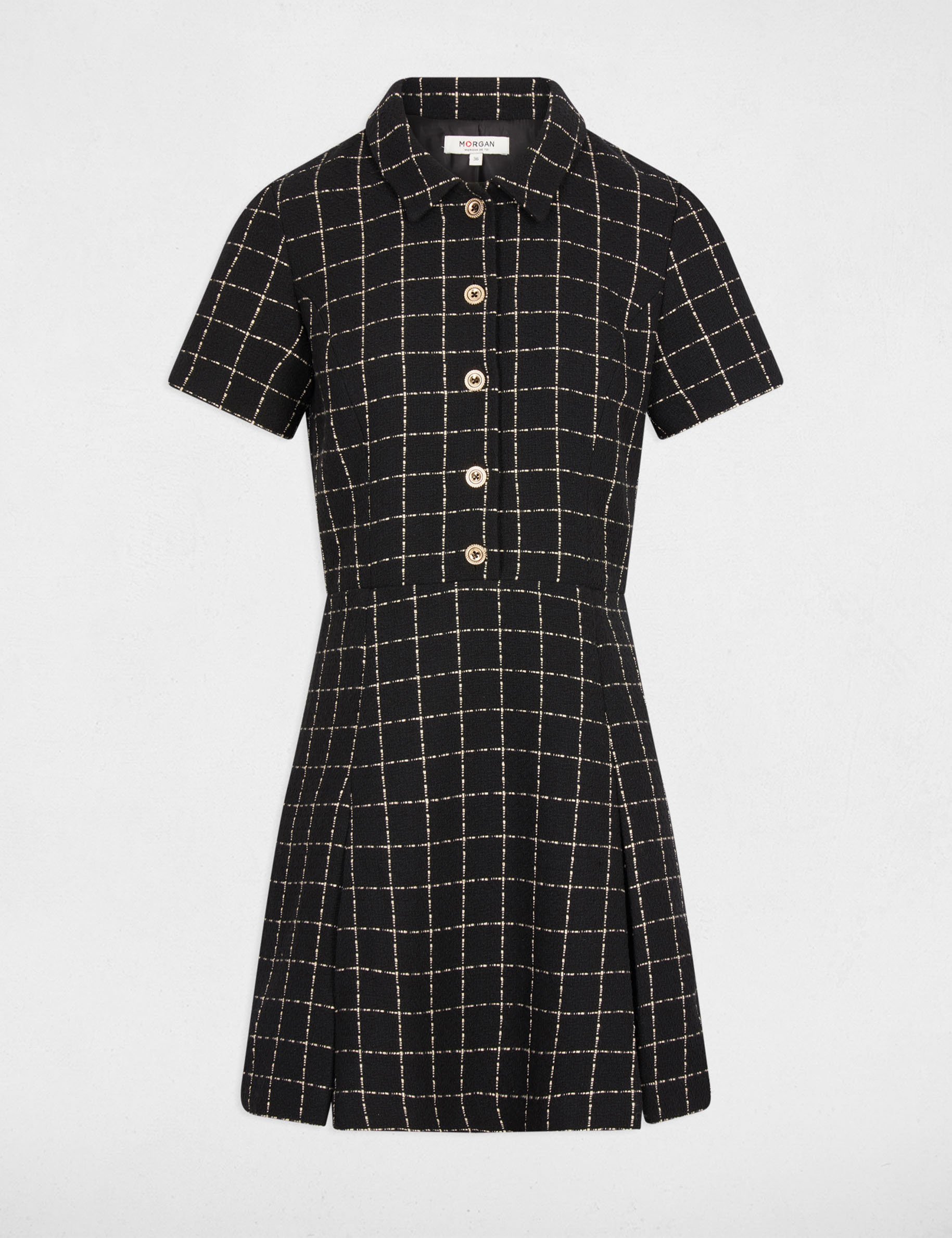 Robe ajustée à plis noir femme
