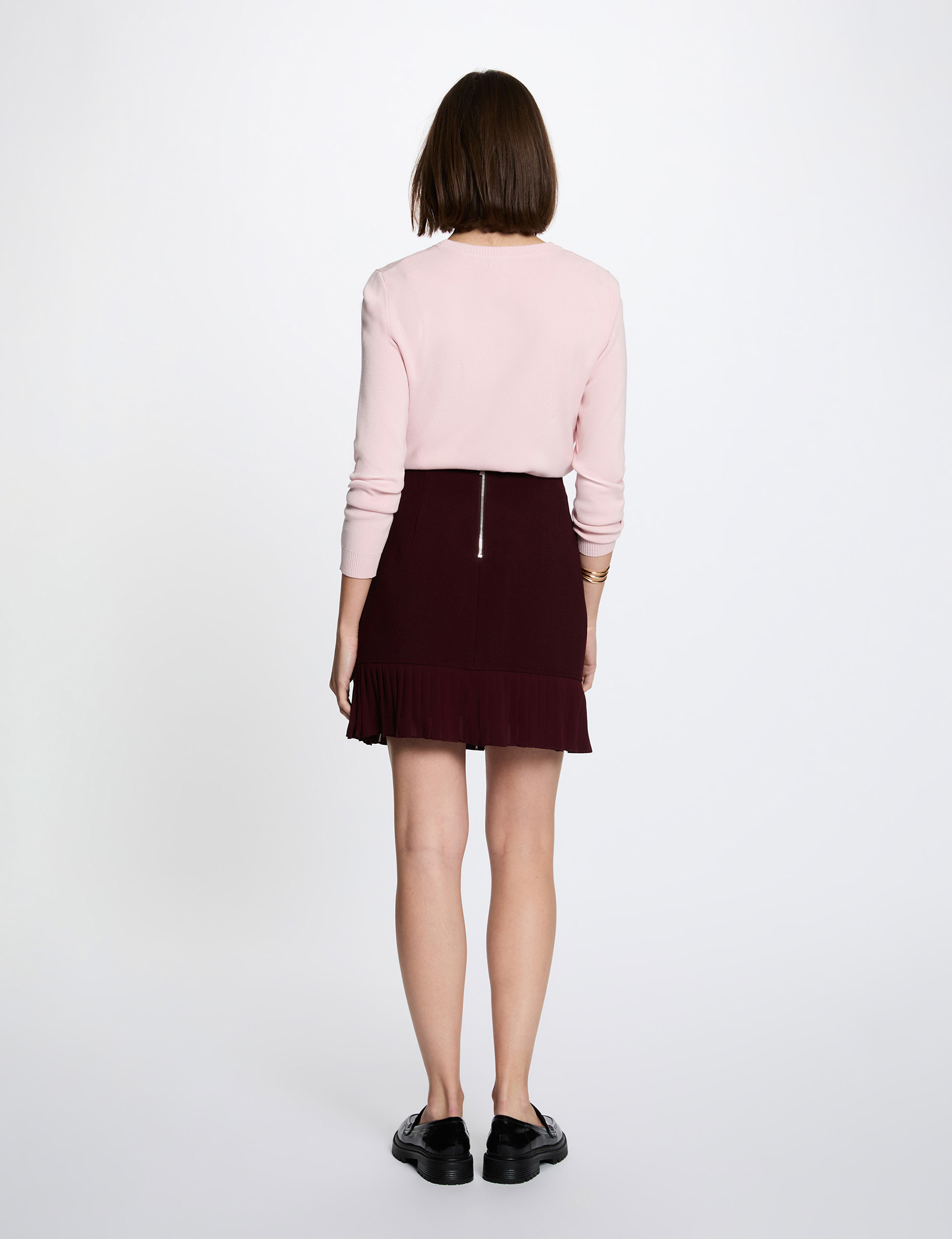 Textured knit sweater light pink women