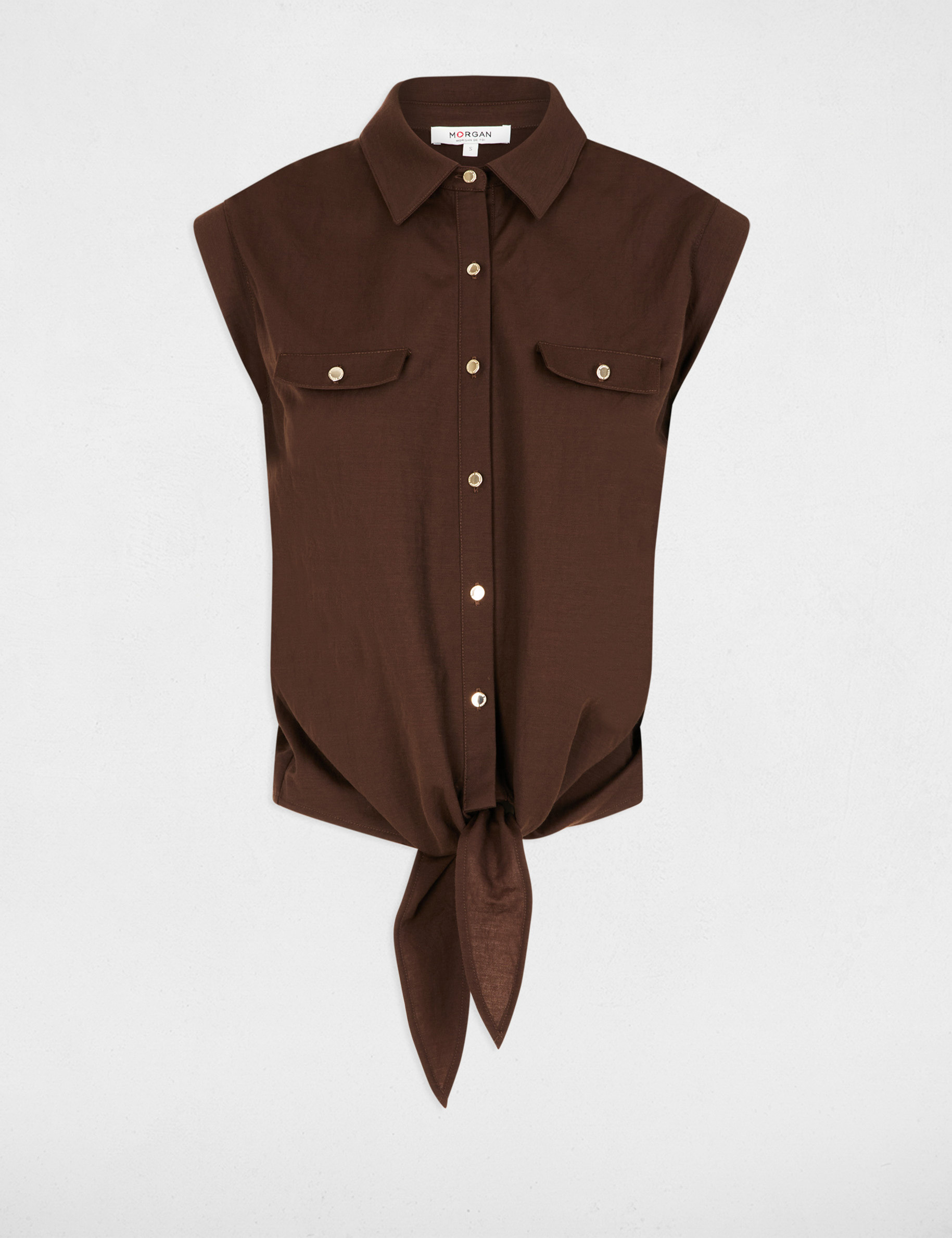 Sleeveless blouse dark brown women