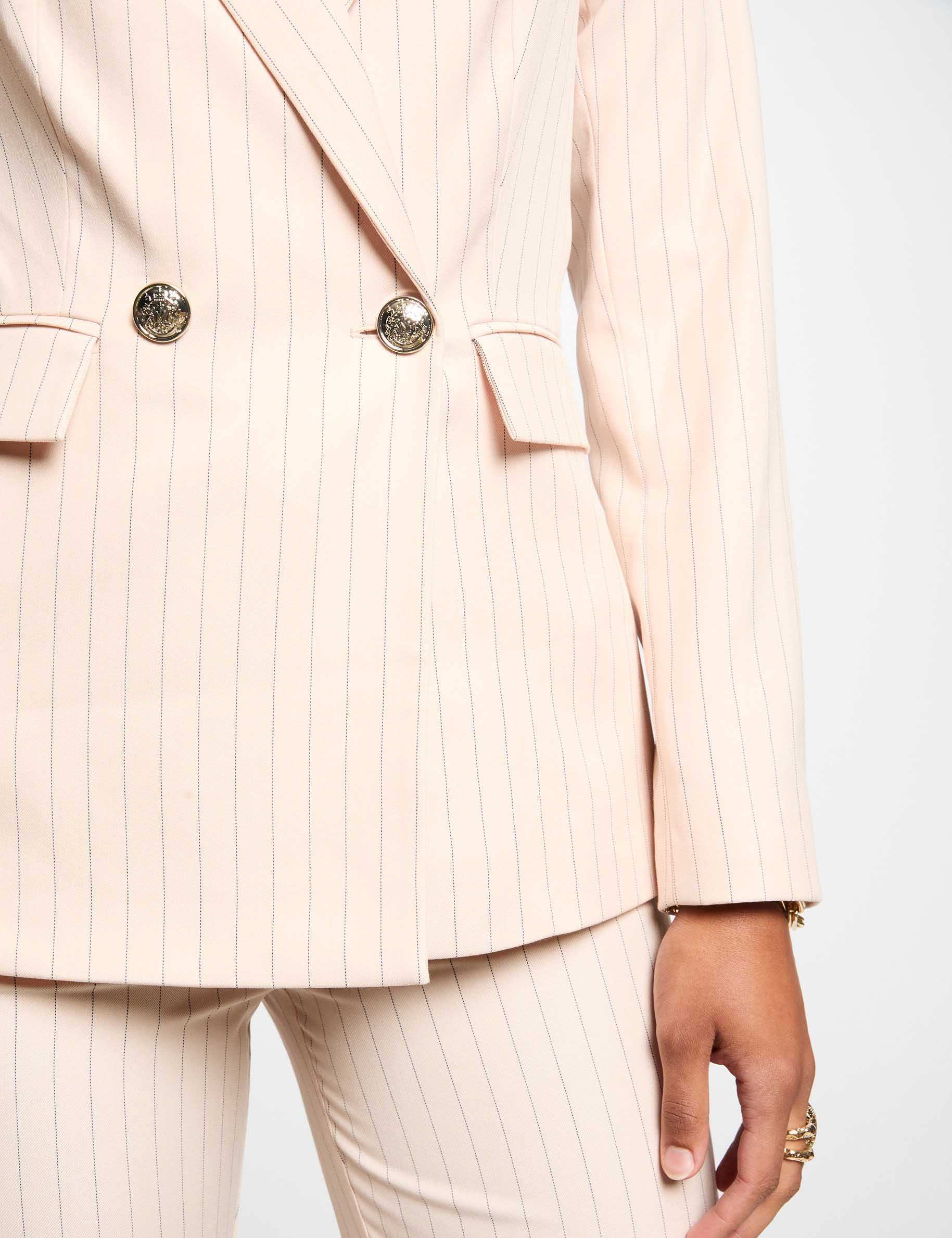 striped waisted blazer light pink women Striped waisted blazer light pink women