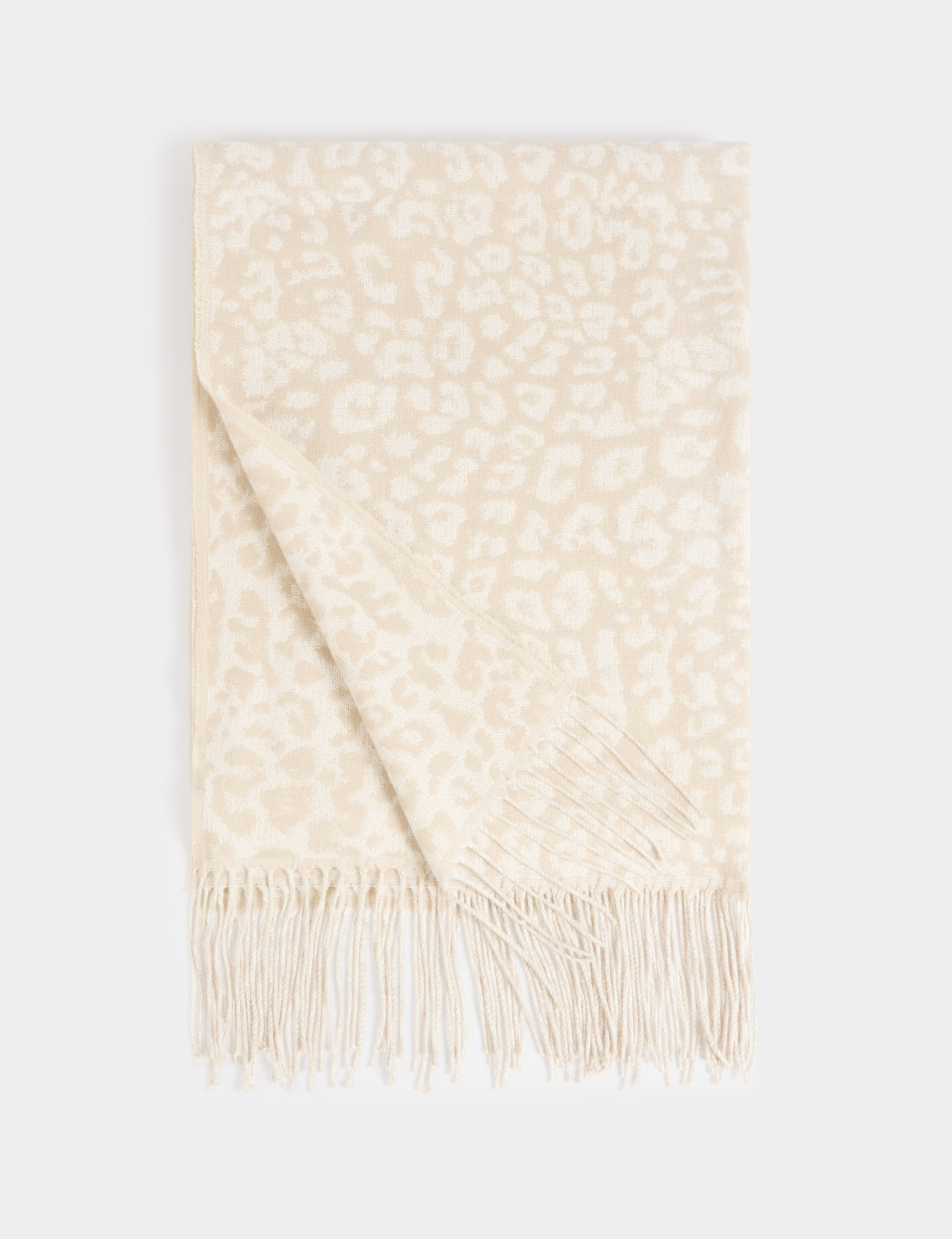 scarf with leopard print ivory women Scarf with leopard print ivory women