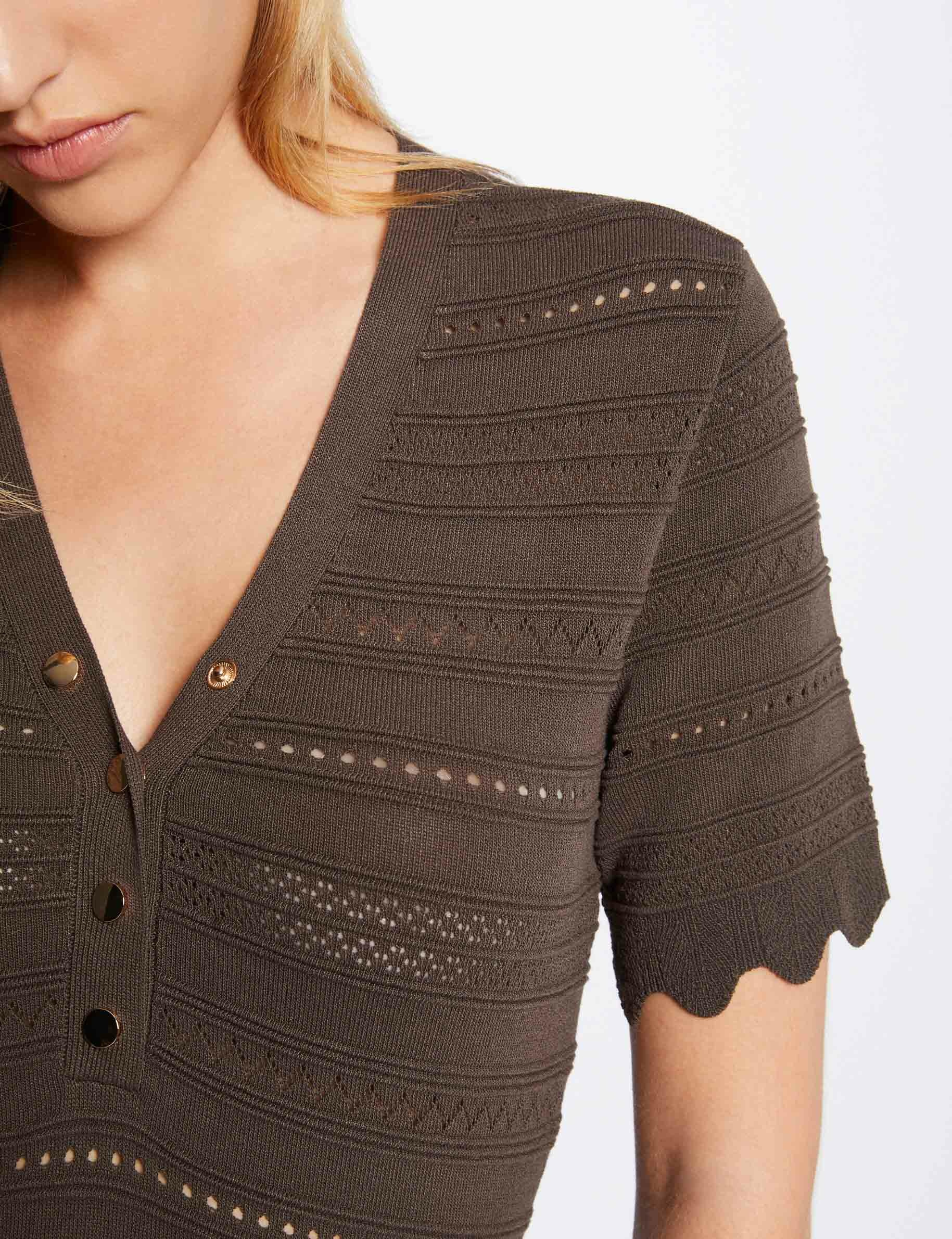 Short-sleeved jumper openwork details  ladies'