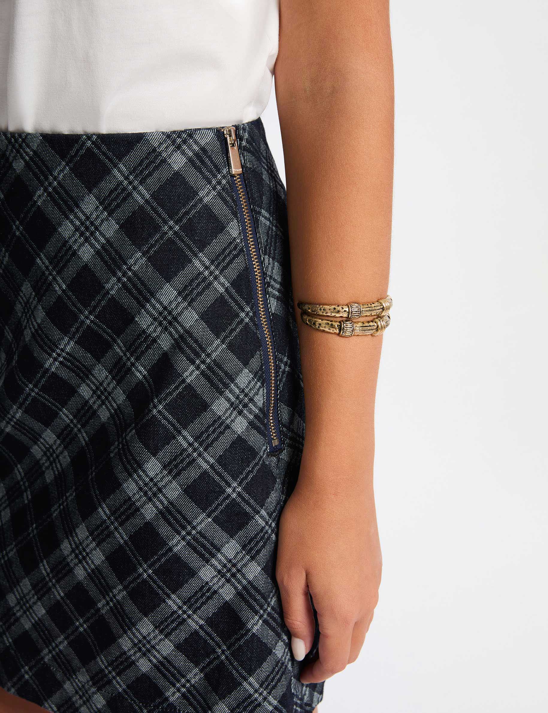 Short A-line skirt raw denim women