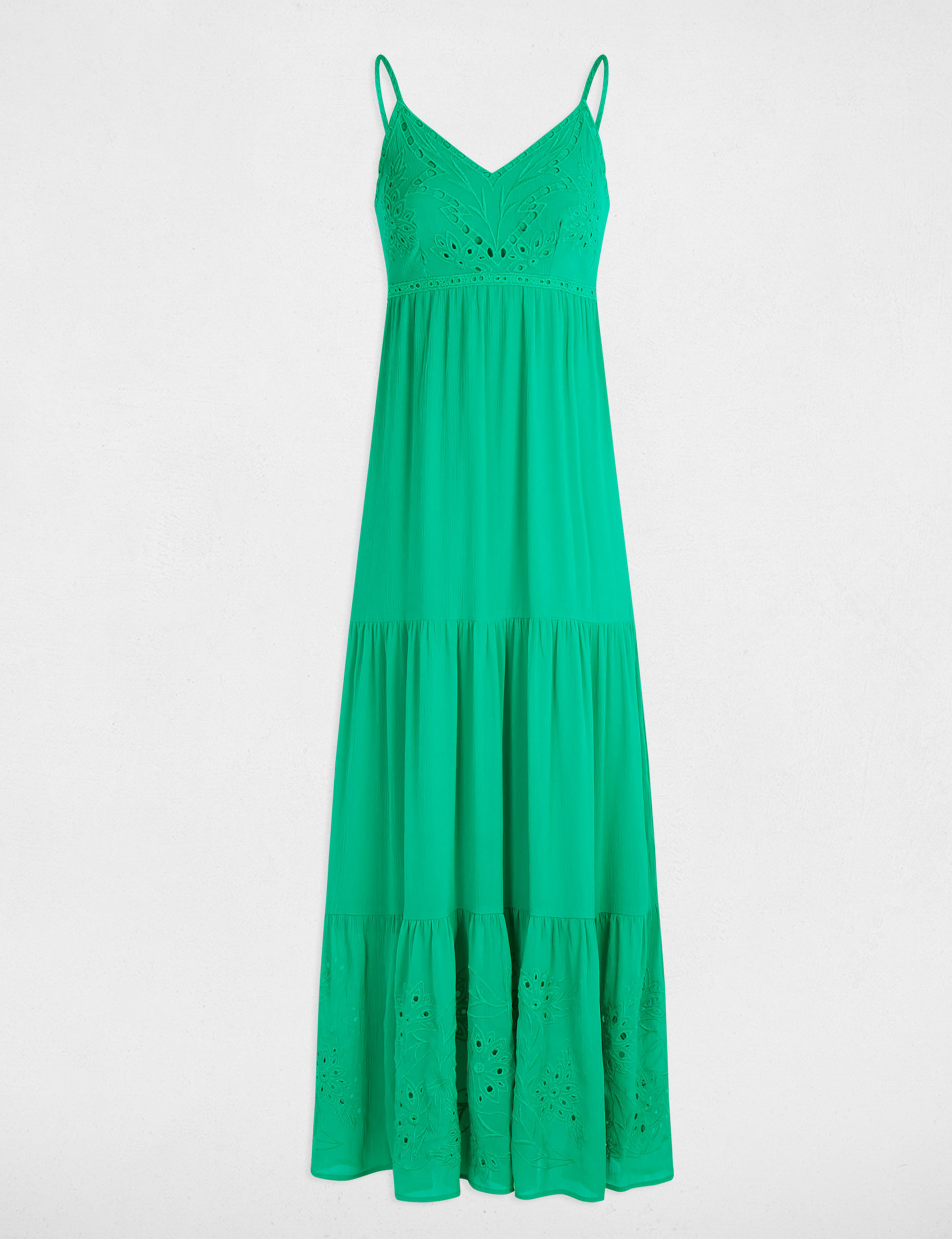loose maxi embroidered dress emerald green women Loose maxi embroidered dress emerald green women
