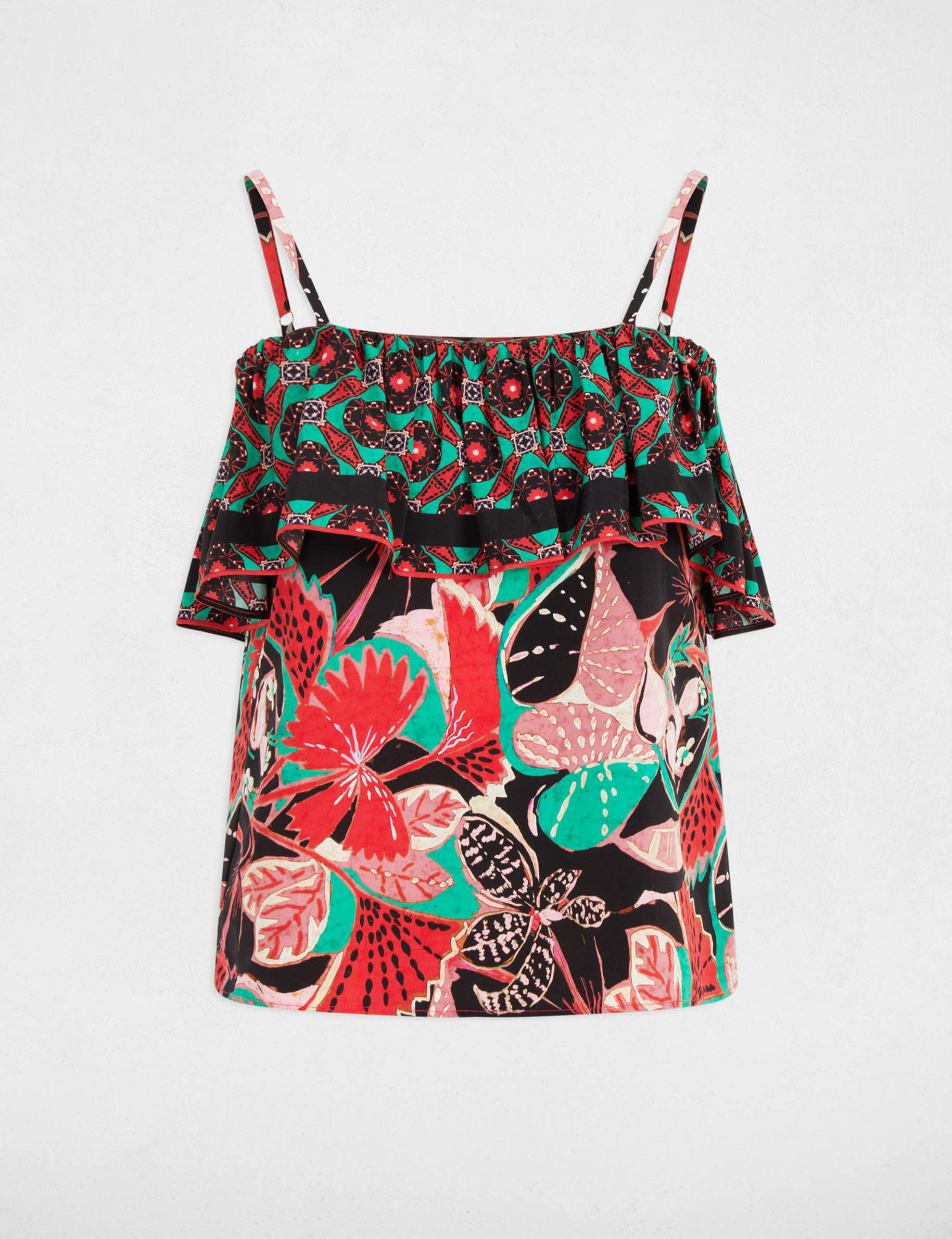 printed top with ruffles multicolor women Printed top with ruffles multicolor women
