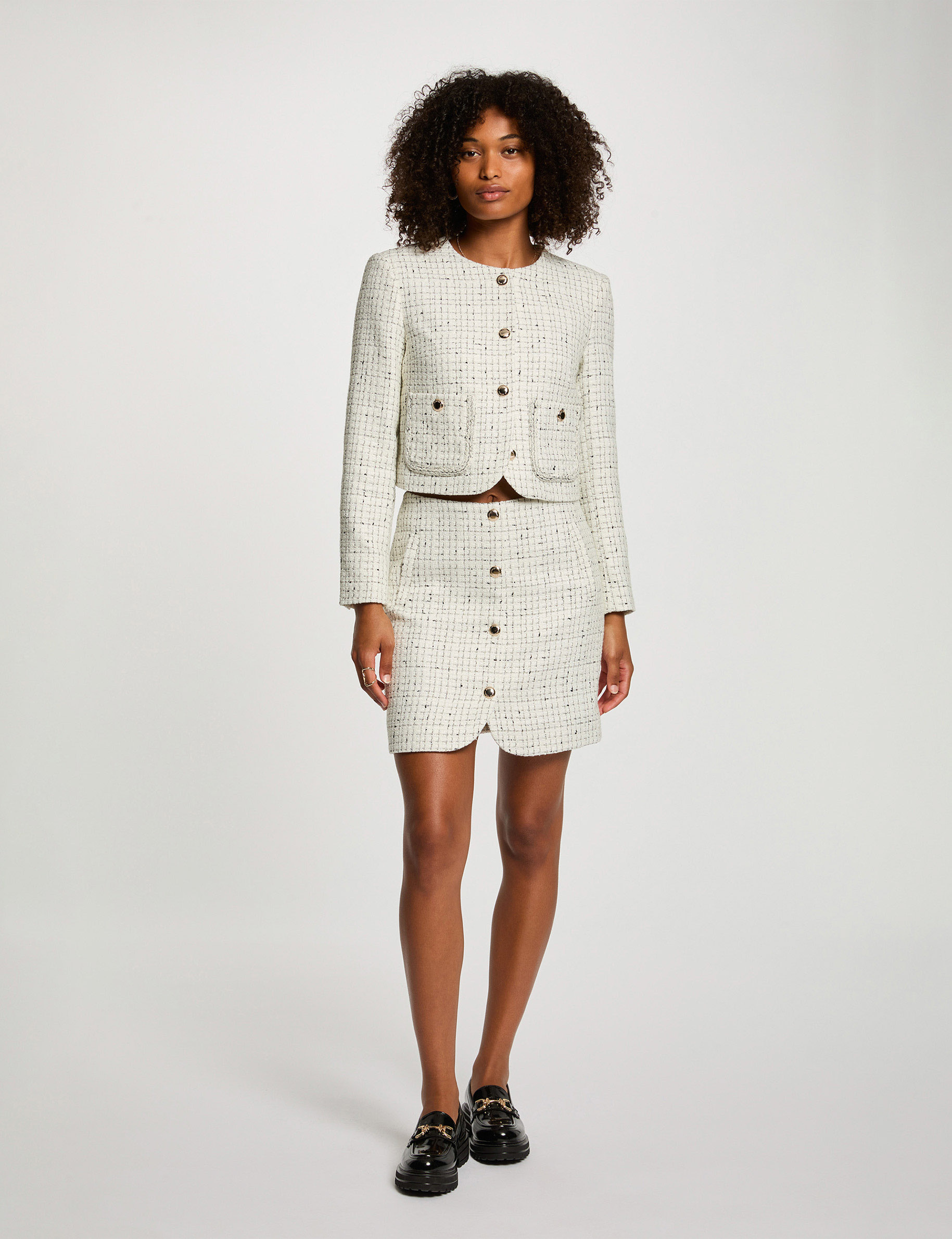 veste ajustee col rond ivoire femme Veste ajustée col rond ivoire femme