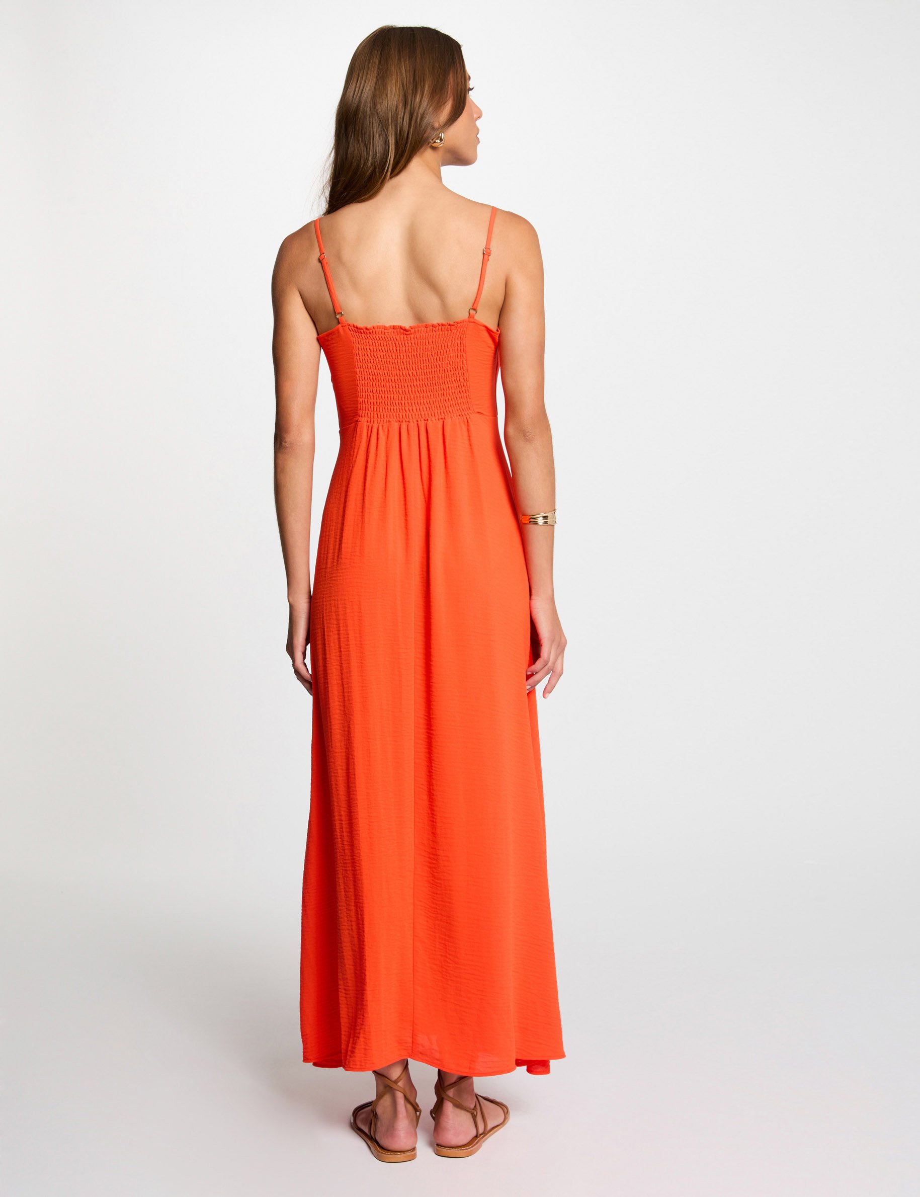 straight maxi dress with slit orange women Straight maxi dress with slit orange women