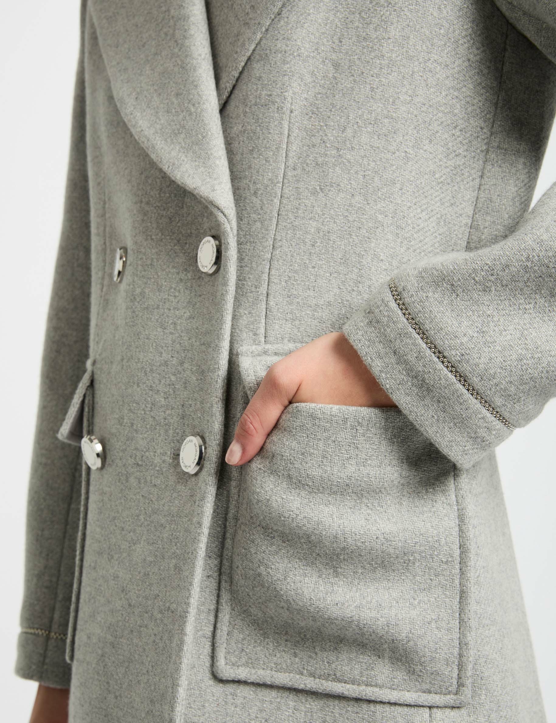 Straight buttoned coat light grey women Morgan
