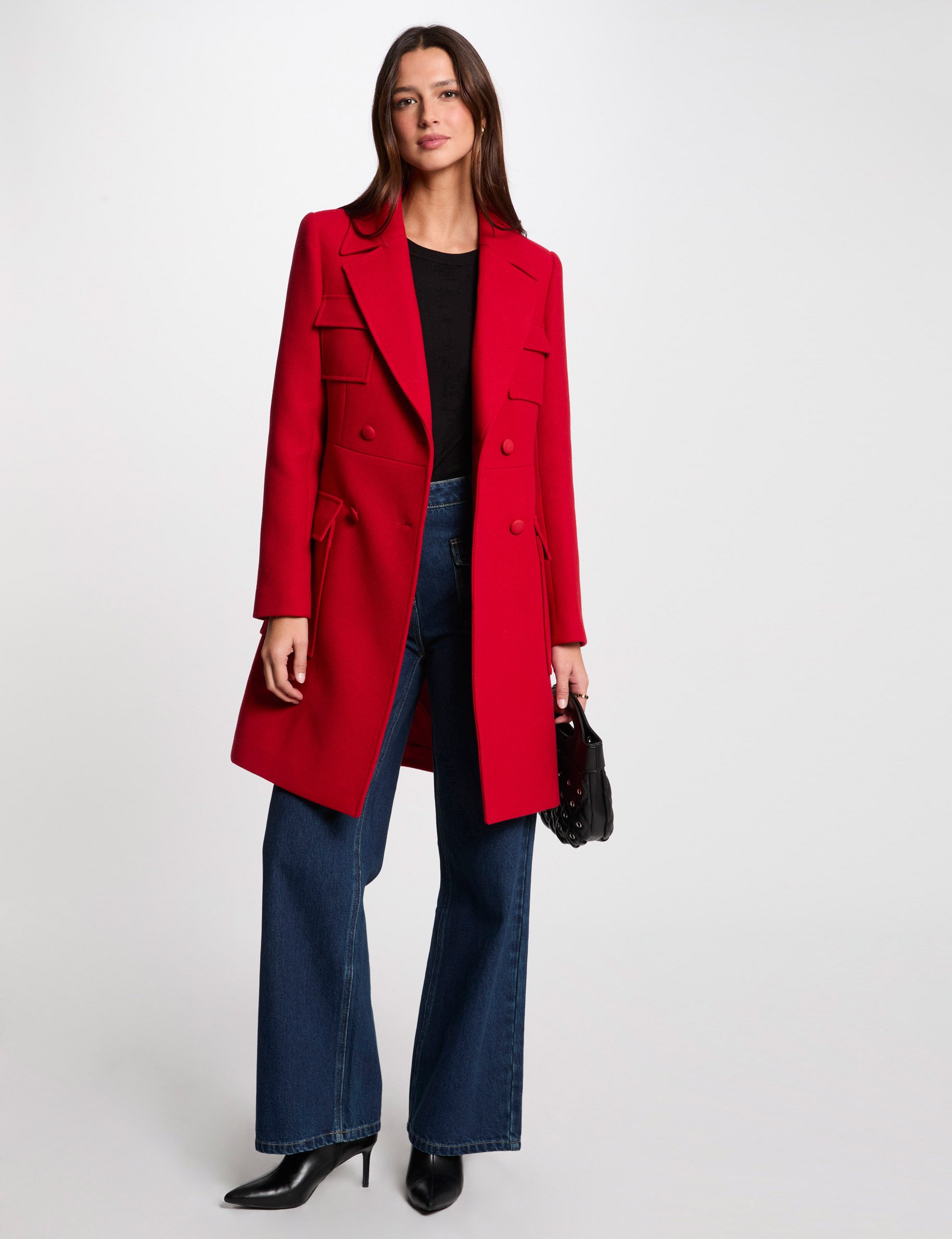 buttoned long coat red women Buttoned long coat red women