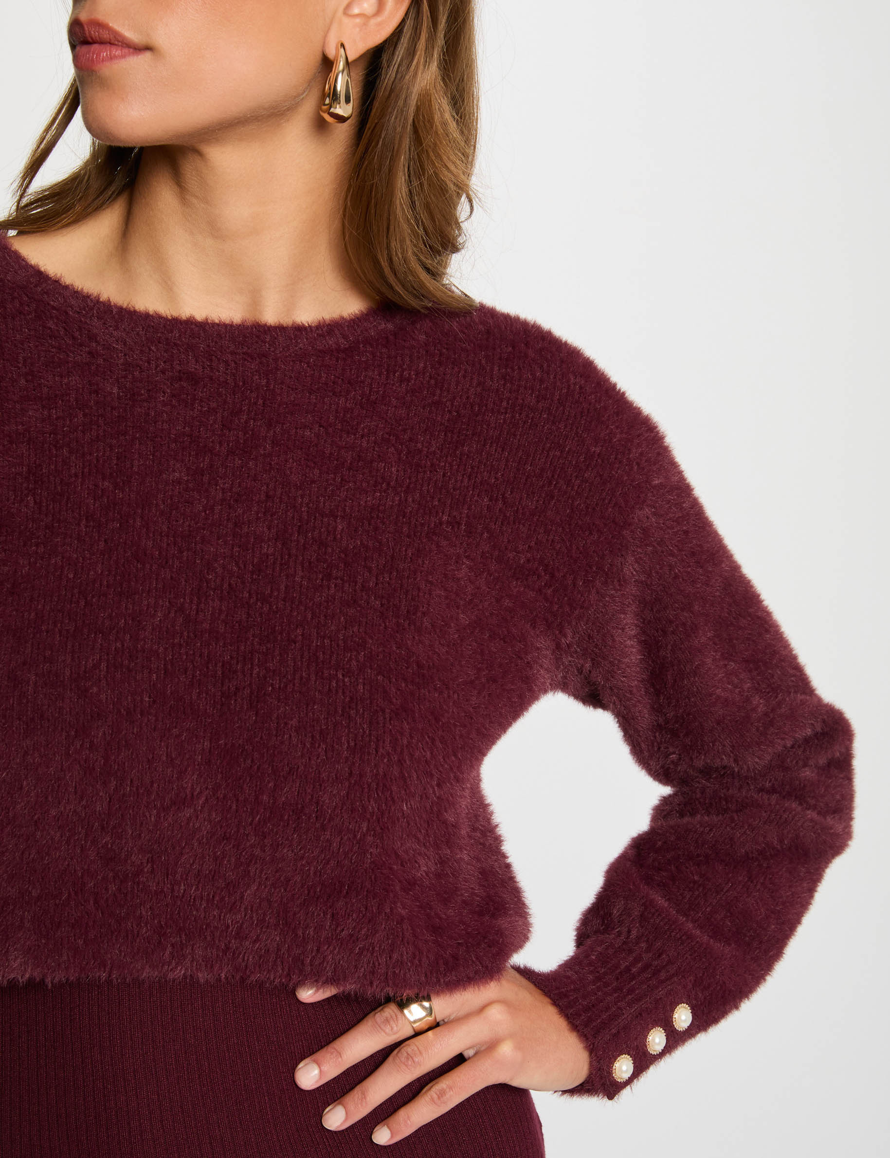2-in-1 fitted knit midi dress plum women | Morgan