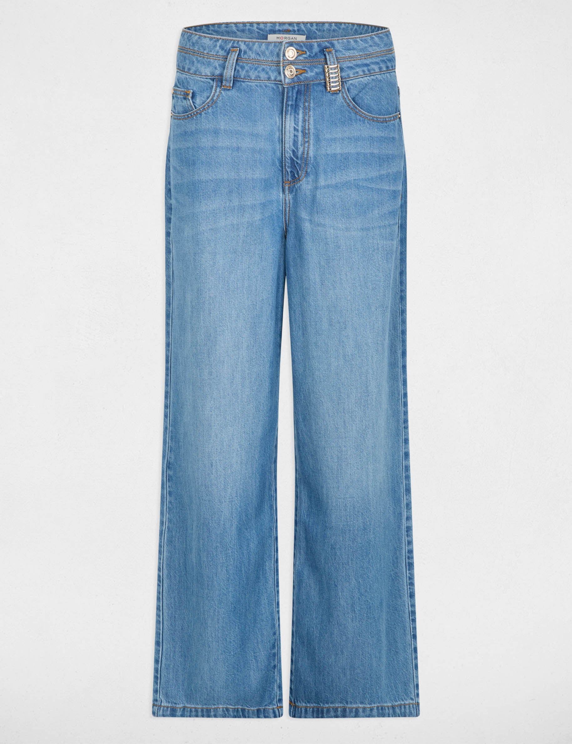 High-waisted wide-leg trousers denim stone women