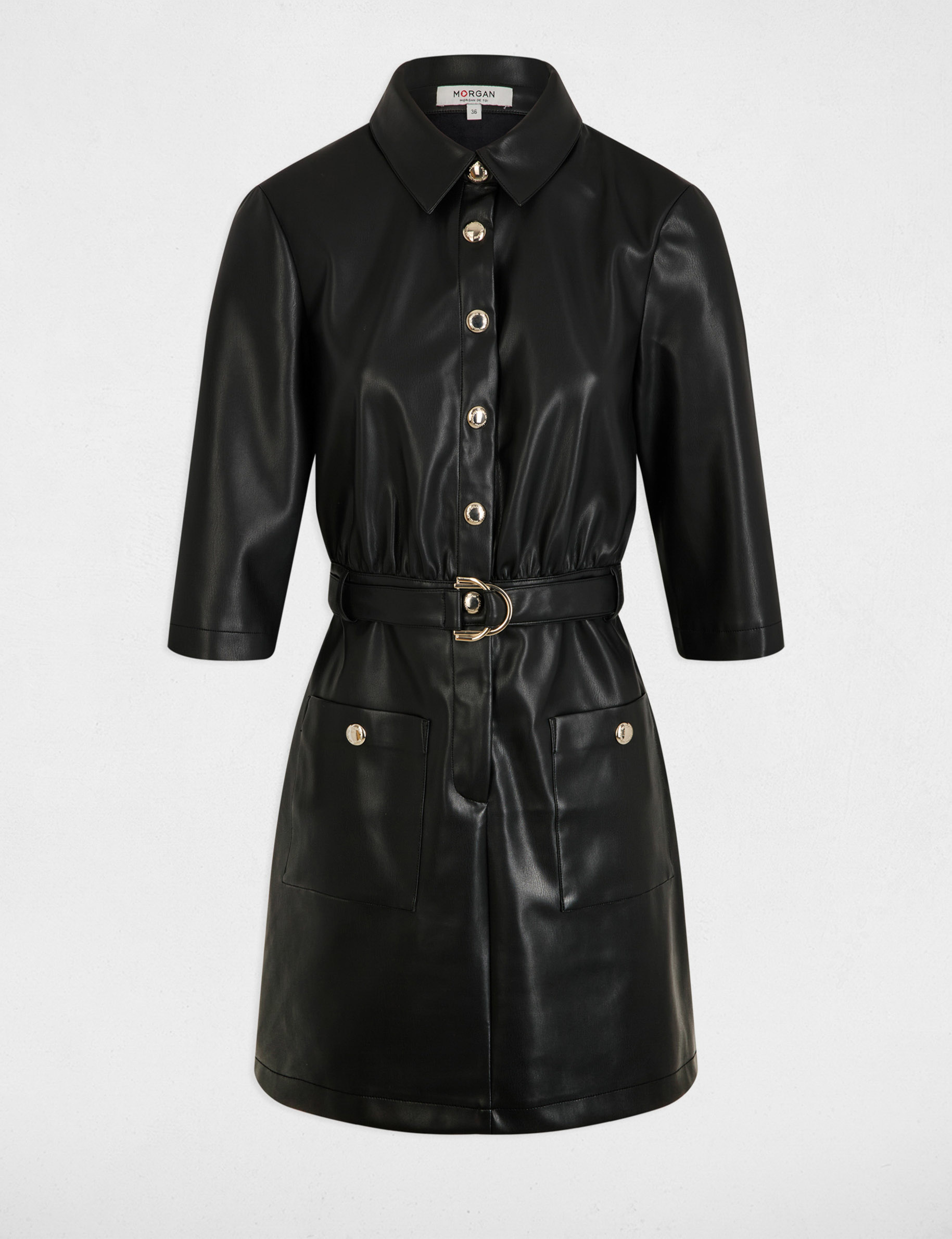 Faux leather straight dress black women