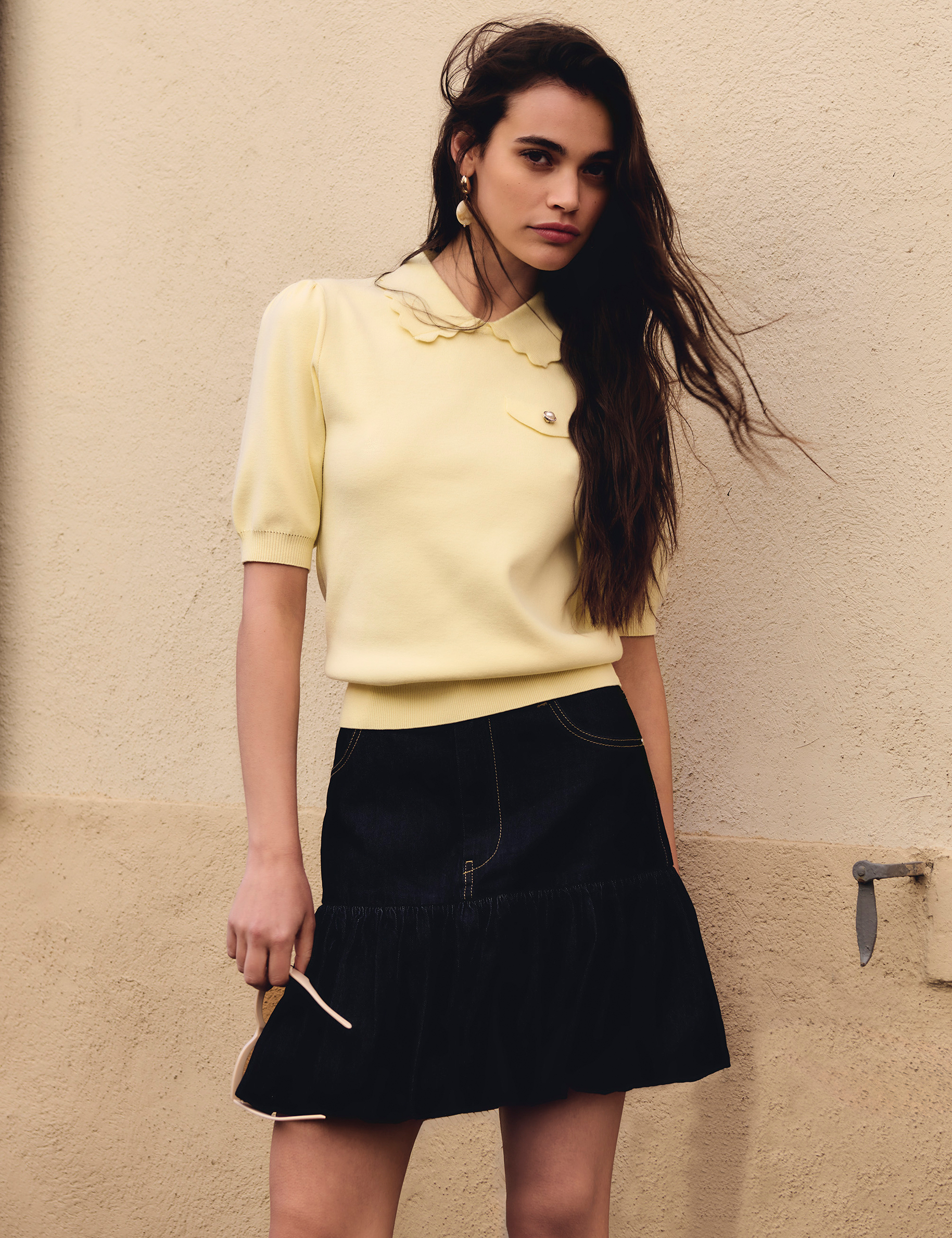 Denim bubble skirt blue women