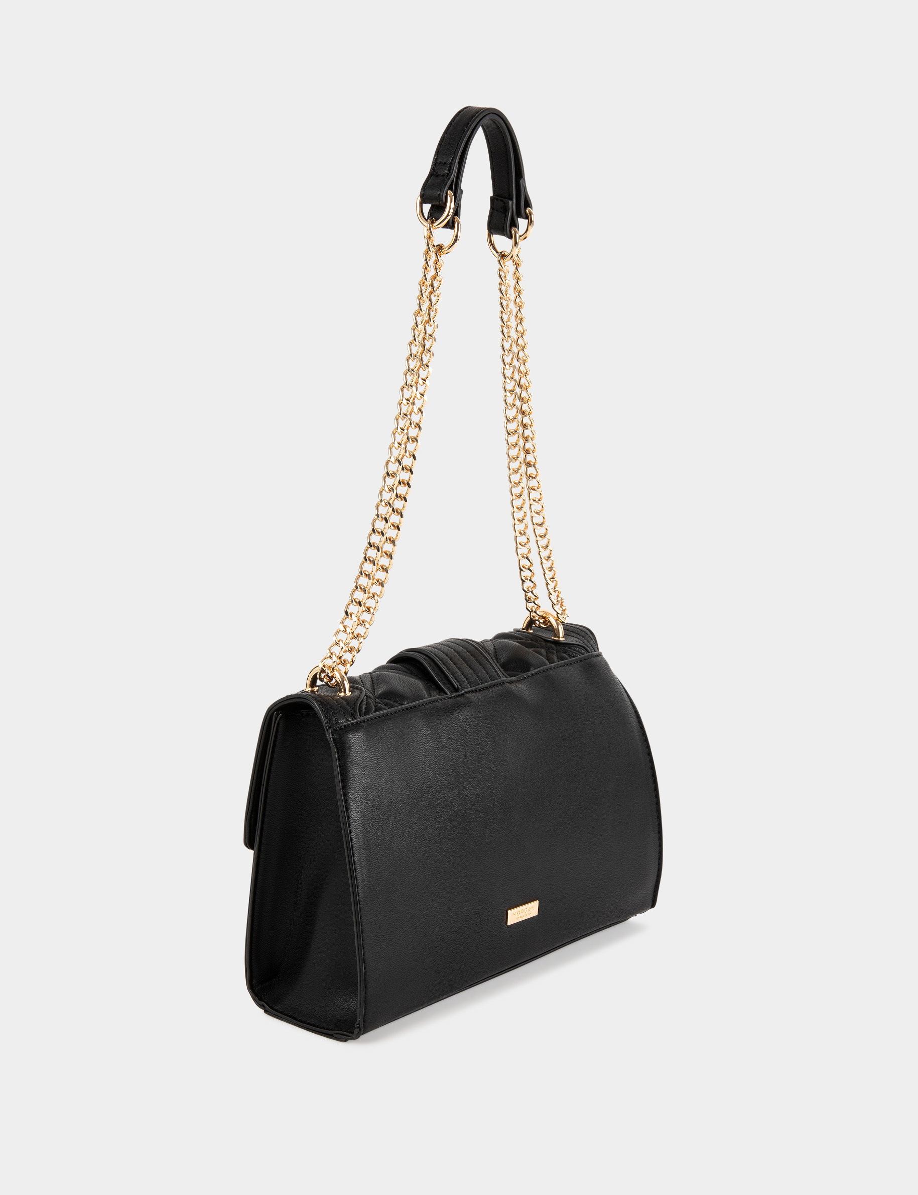 Quilted bag with chain strap black ladies'