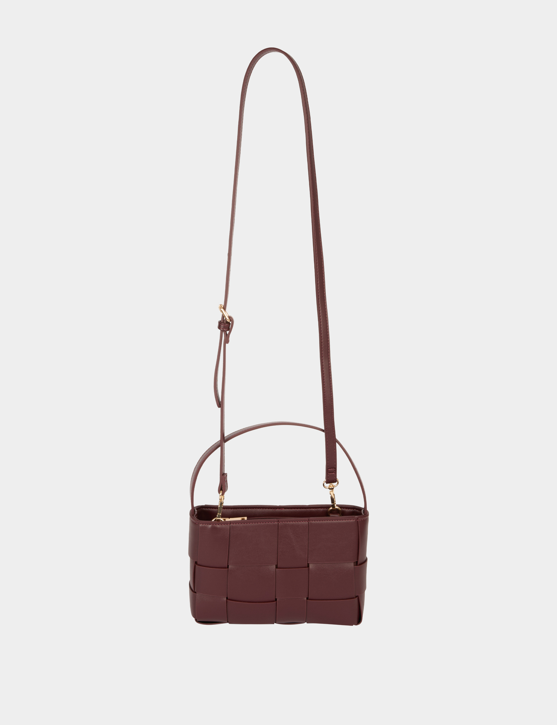Woven faux leather bag bordeaux women