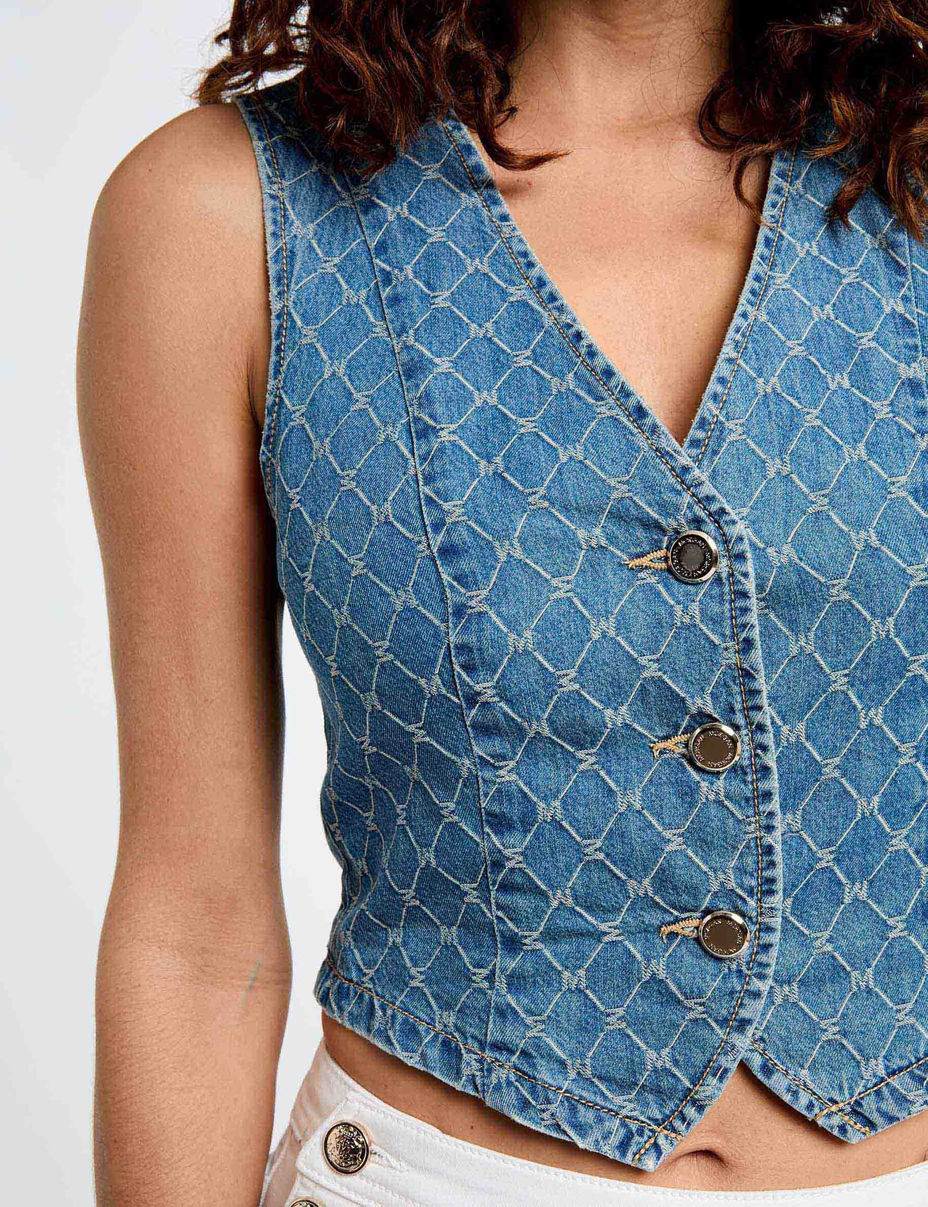 denim sleeveless waistcoat stone wash denim women Denim sleeveless waistcoat stone wash denim women