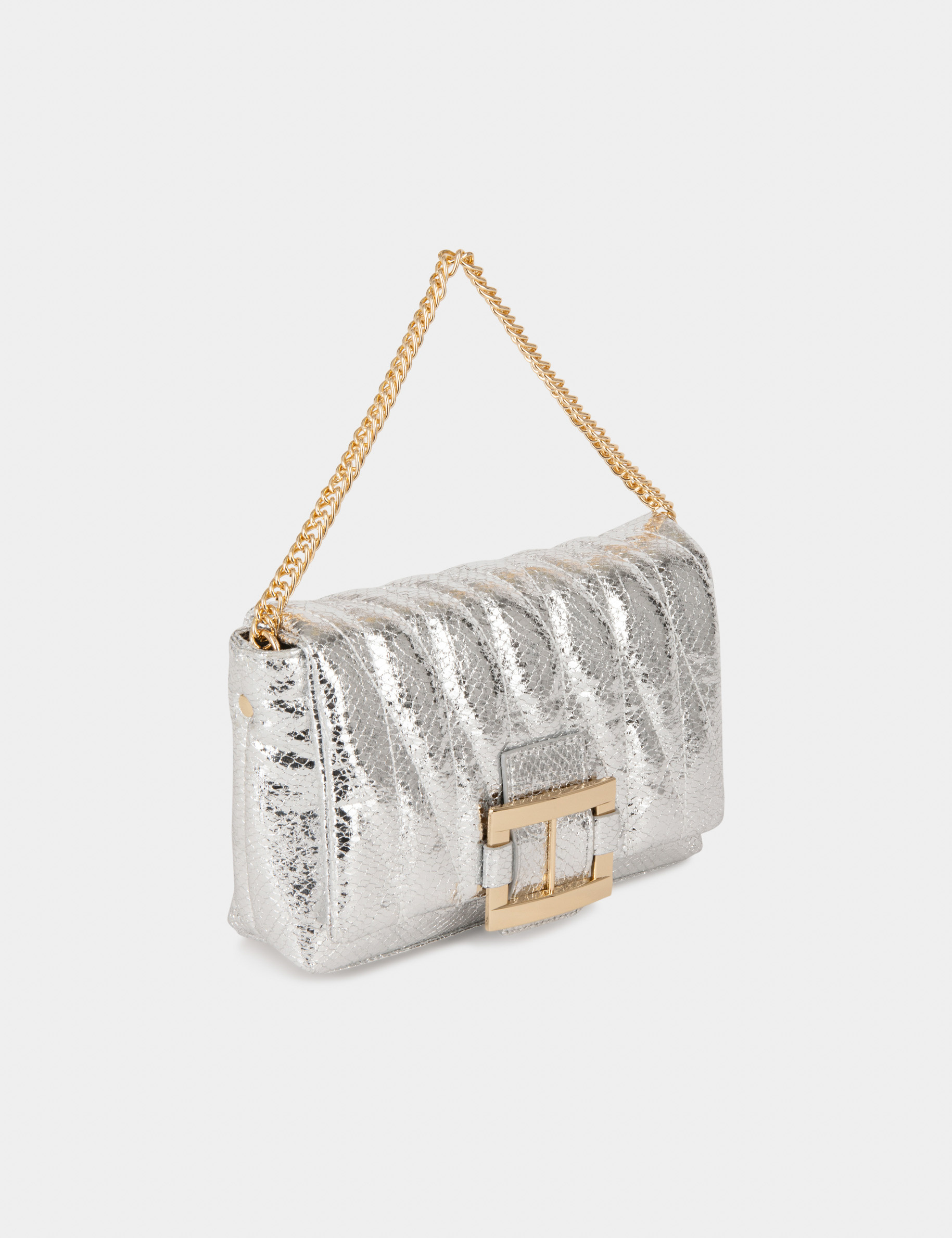 Quilted bag with buckle silver ladies'