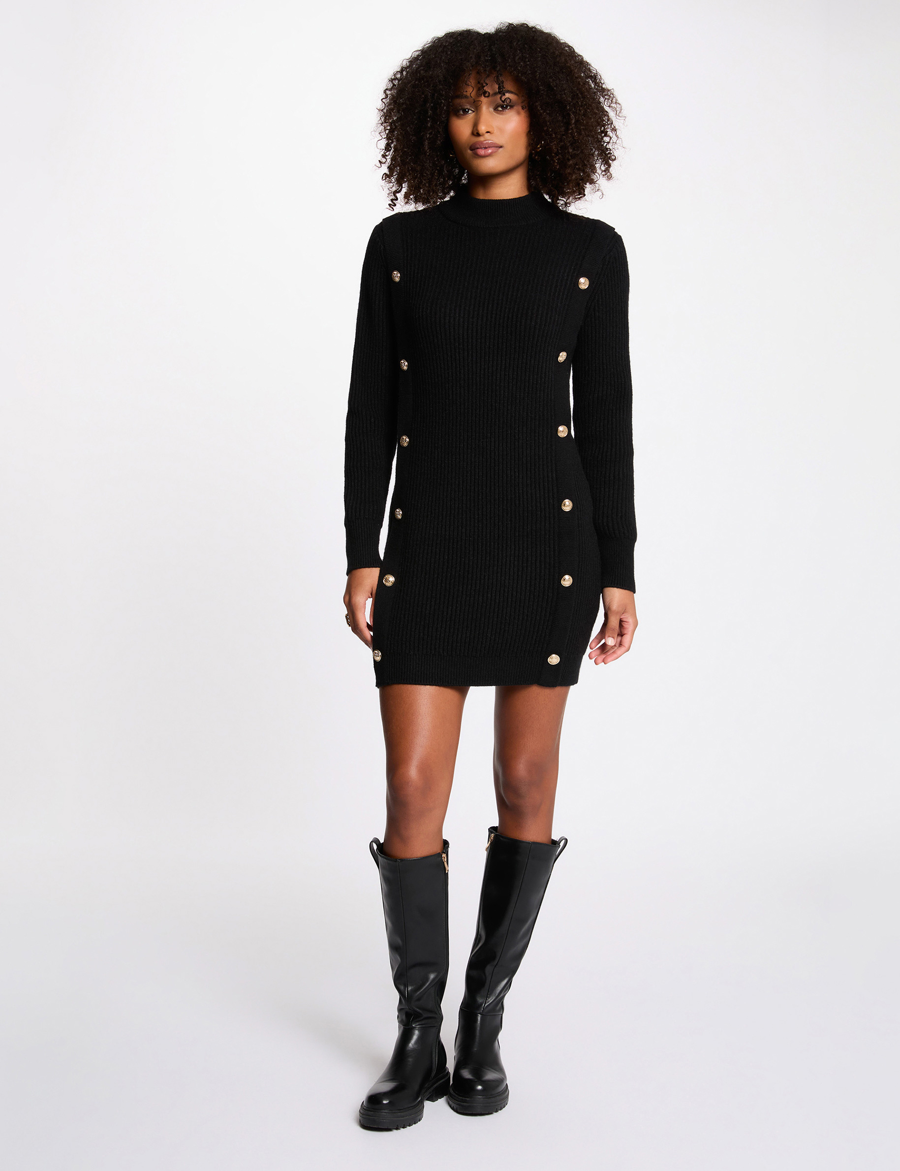 Knitted short dress black women