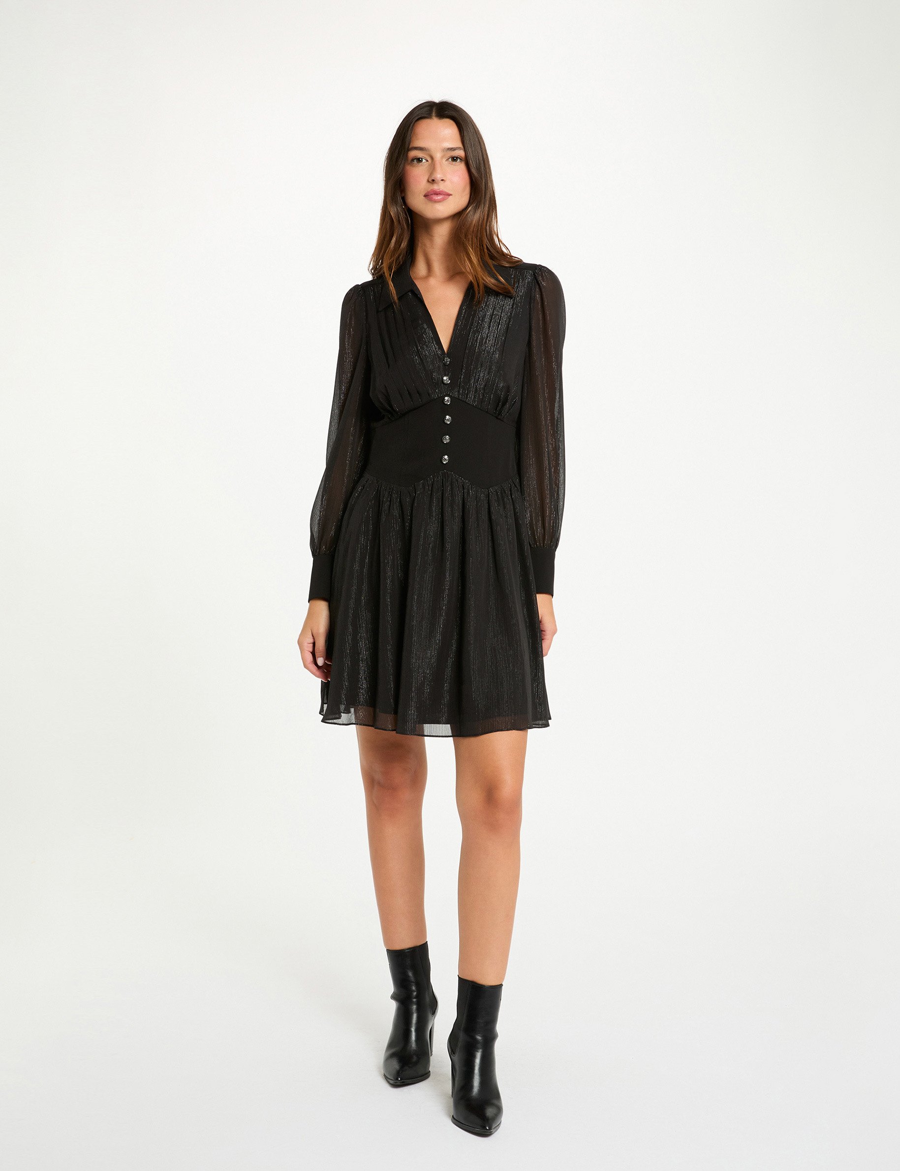 Flowy flared dress black women