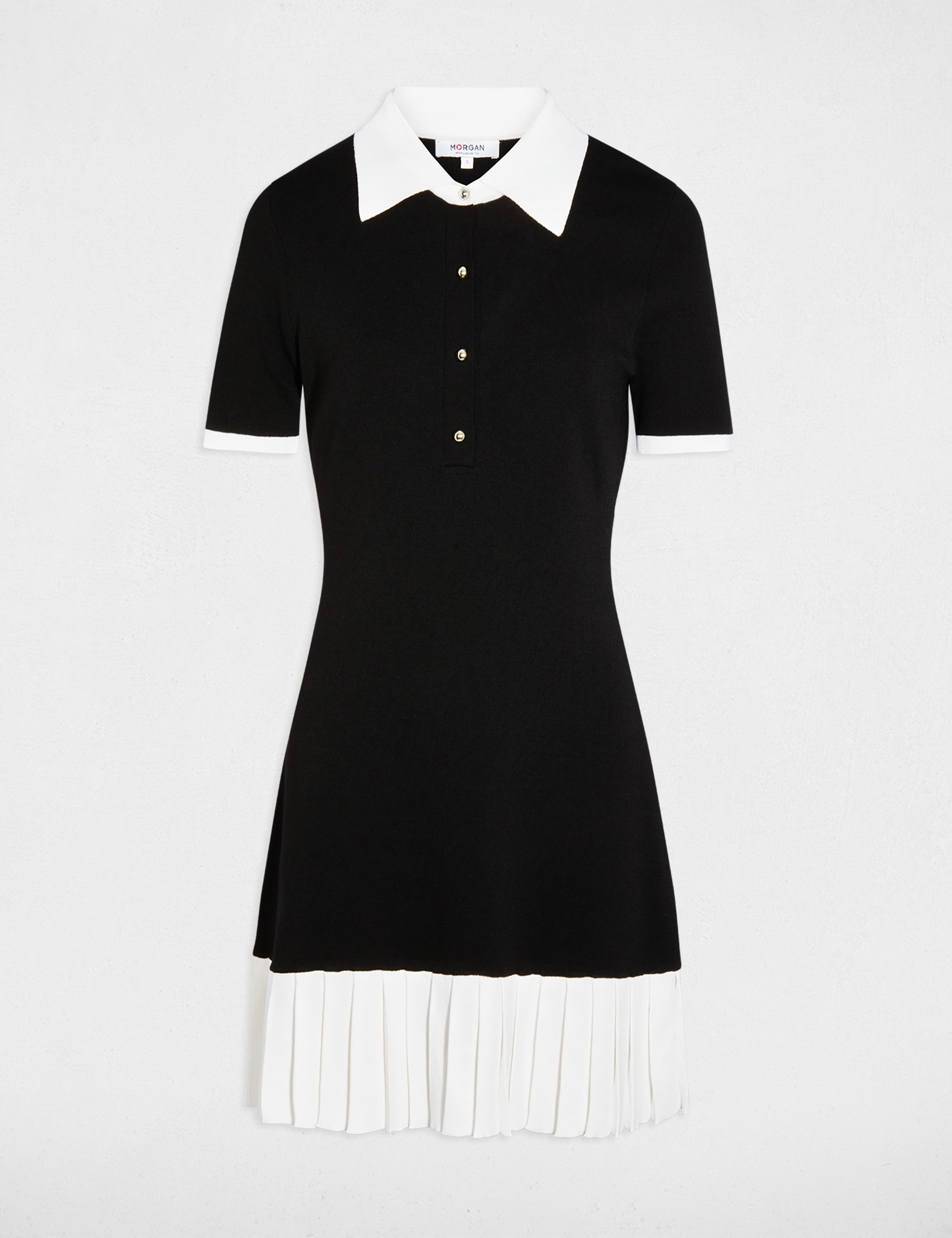 Short knit dress with lapel collar black women