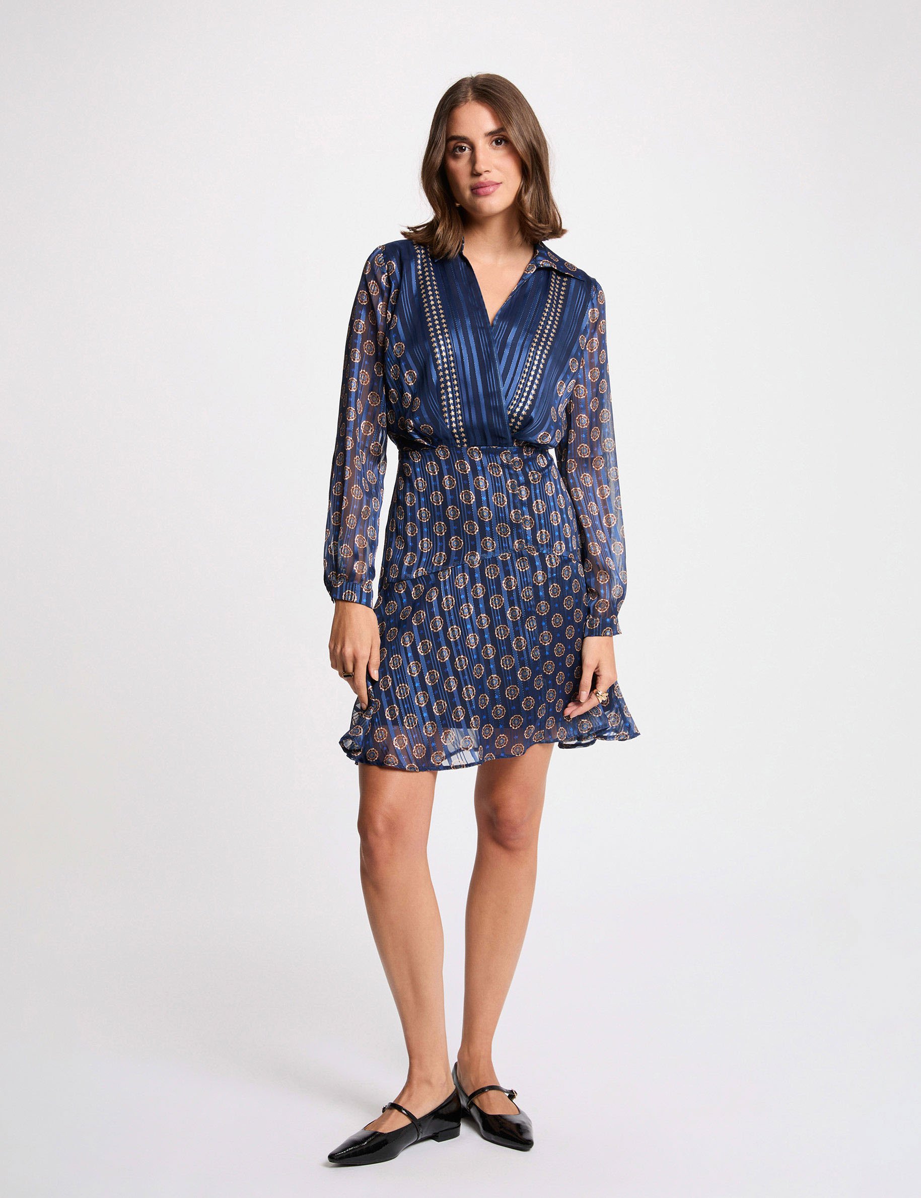 Flowy v-neck dress multicolor women