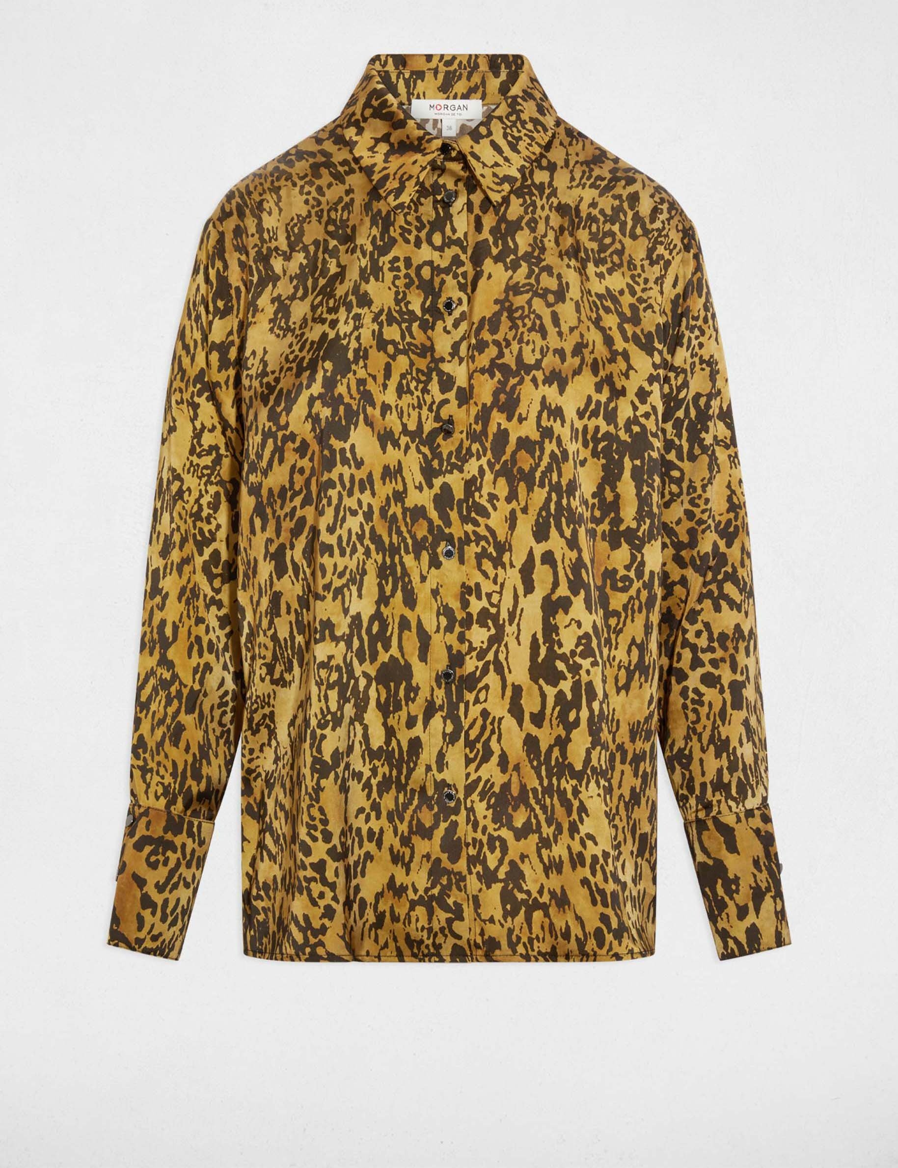 Chemise satinée imprimée multicolore femme