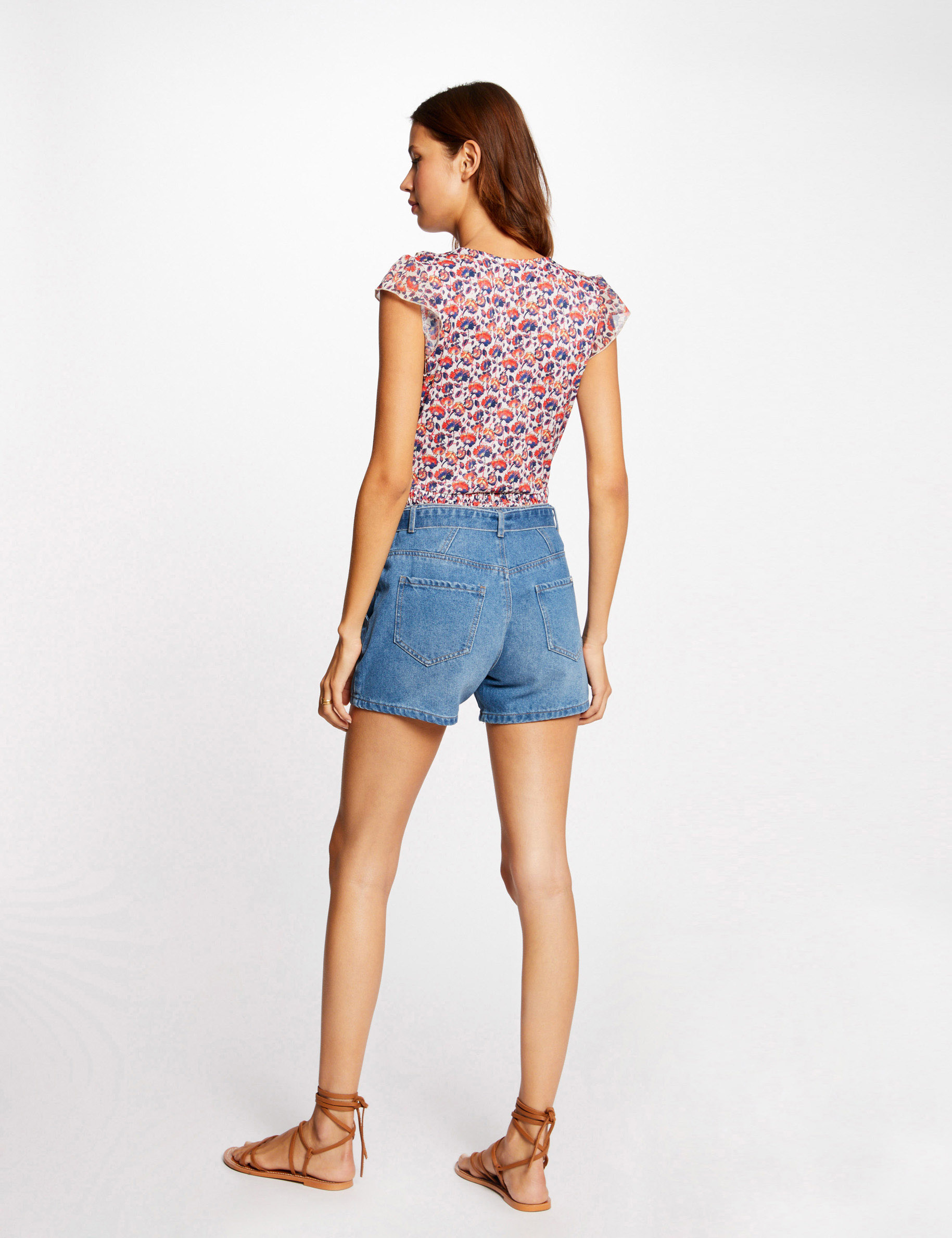 short sleeved t shirt floral print pink women Short-sleeved t-shirt floral print pink women