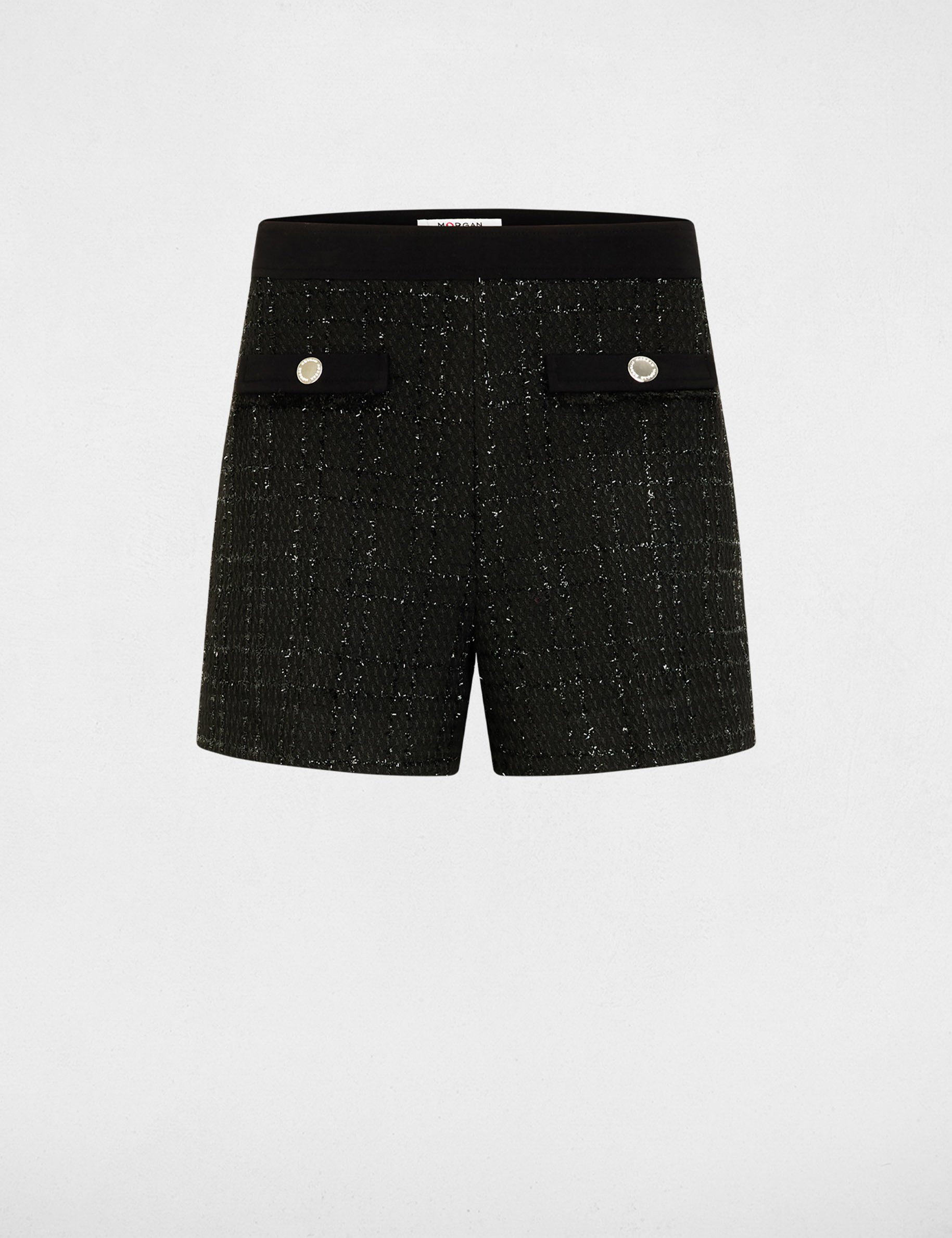 Fitted tweed shorts black women